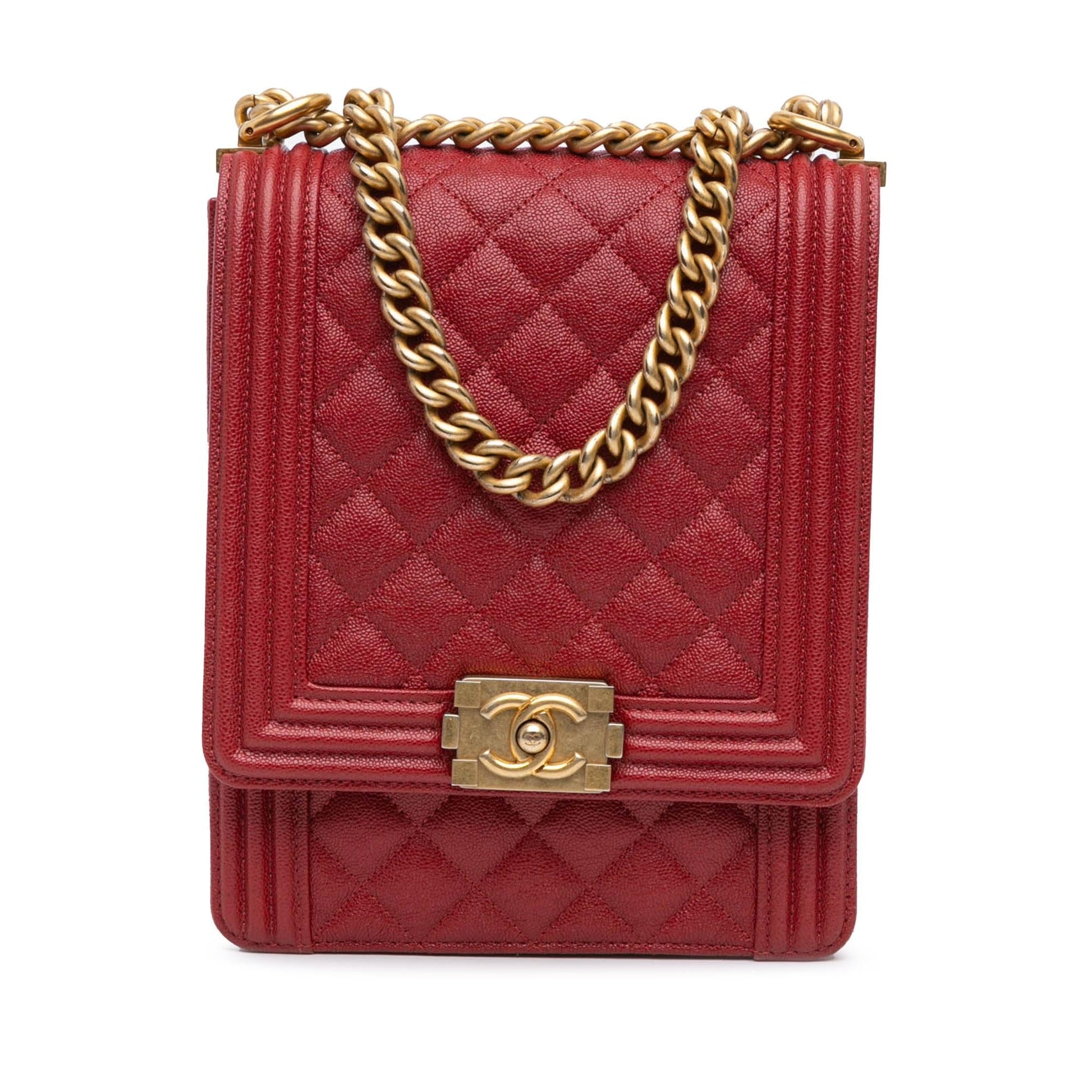 Chanel Quilted Caviar North South Boy Flap Handbag Boy Flap