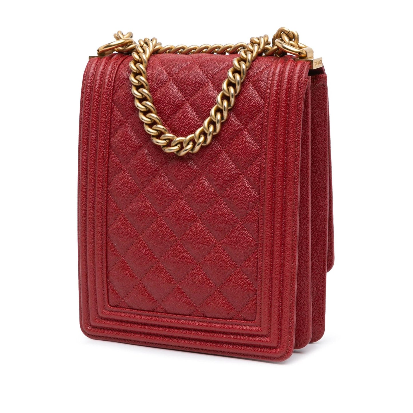 Chanel Quilted Caviar North South Boy Flap Handbag Boy Flap