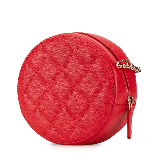 Chanel Quilted Caviar Round Clutch Bag Shg Sg14Oz