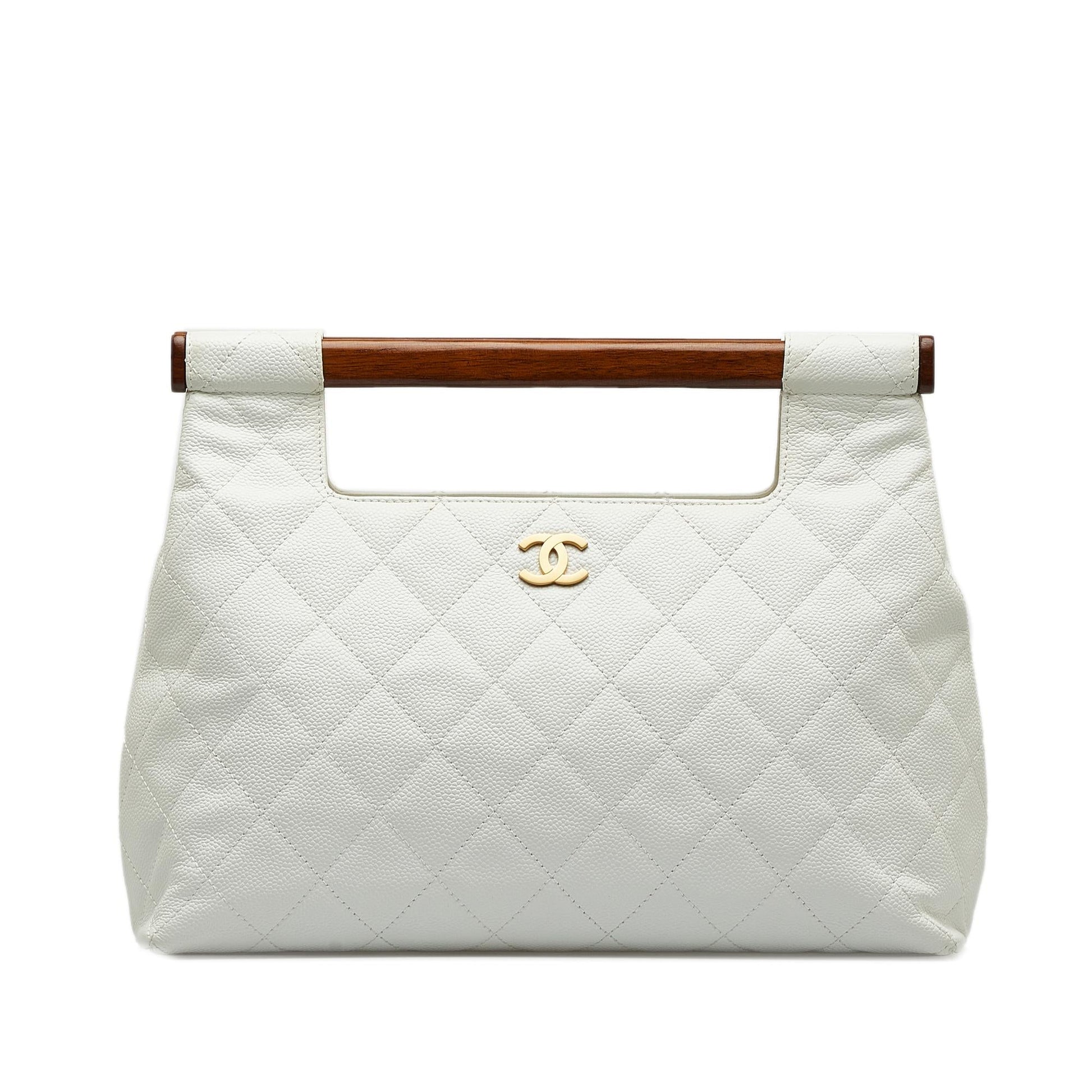 Chanel Quilted Caviar Wood Handle SHG-McC69J Tote Bag