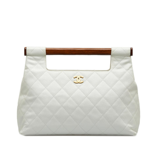 Chanel Quilted Caviar Wood Handle SHG-McC69J Tote Bag