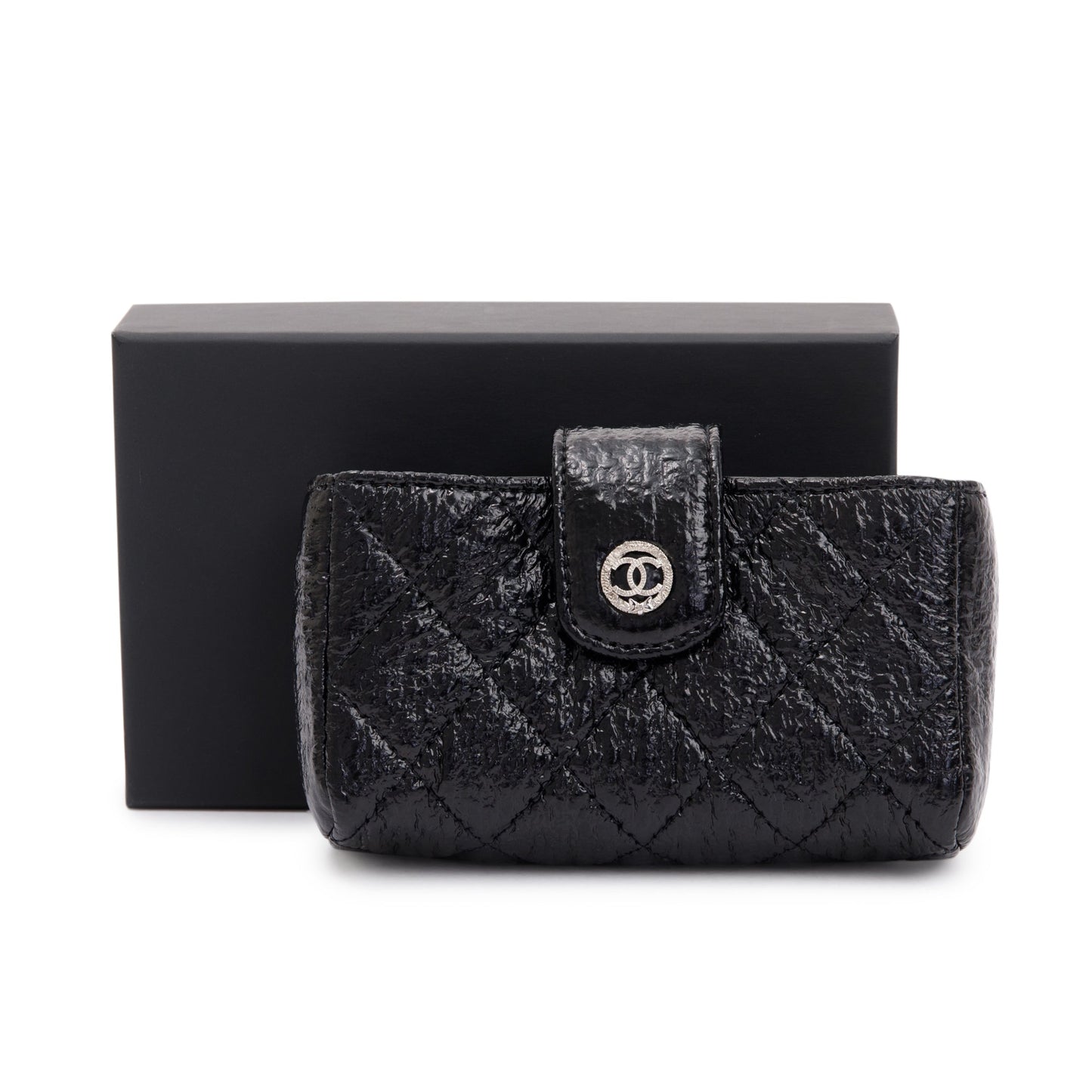 Chanel Quilted Crinkled Phone Holder Leather Travel Bag