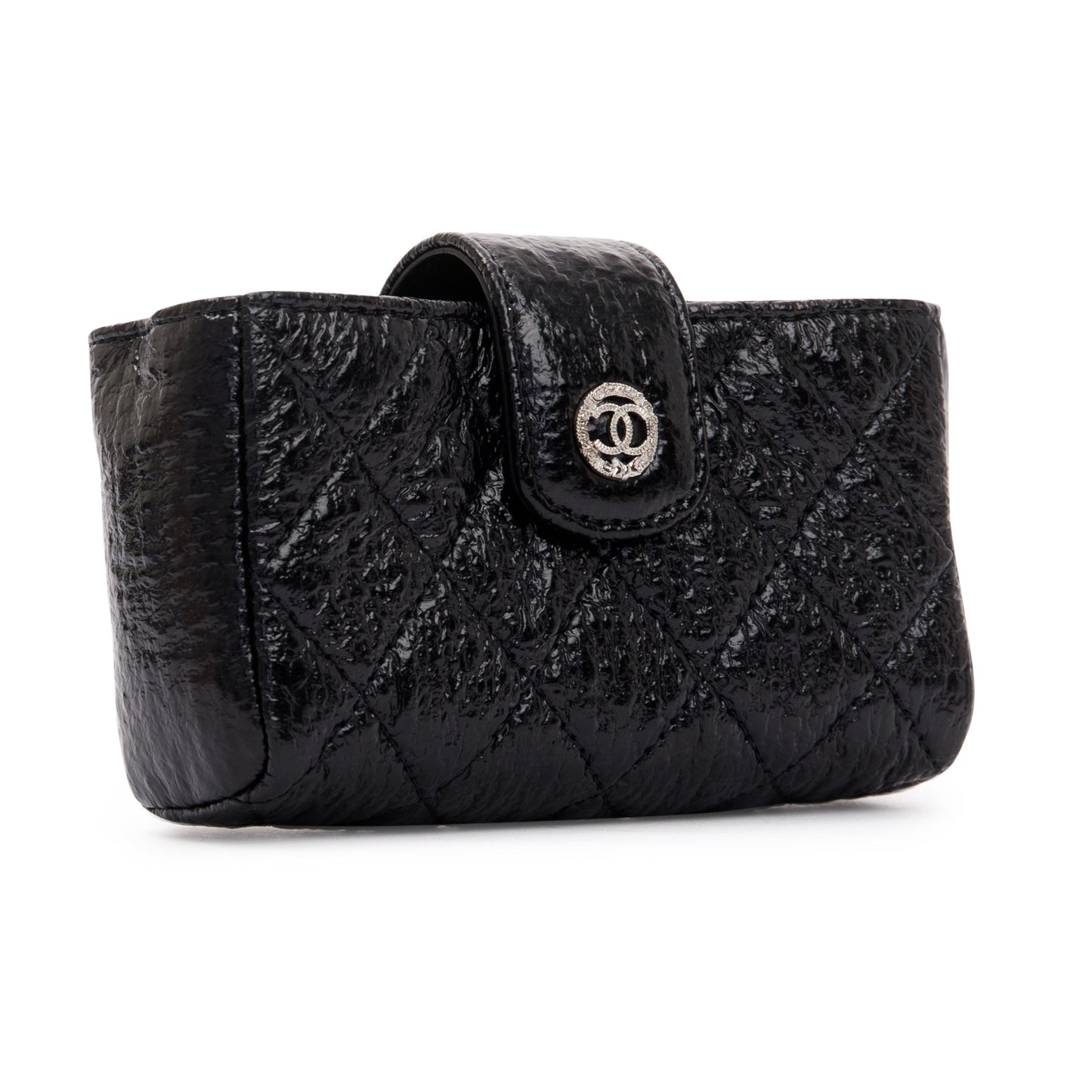 Chanel Quilted Crinkled Phone Holder Leather Travel Bag
