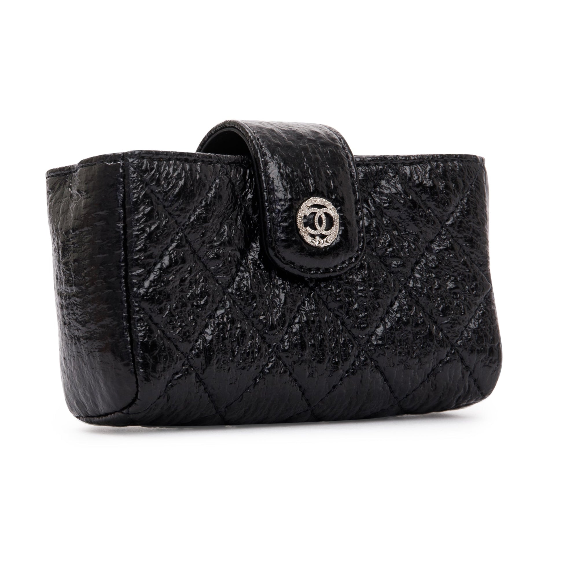 Chanel Quilted Crinkled Phone Holder Leather Travel Bag