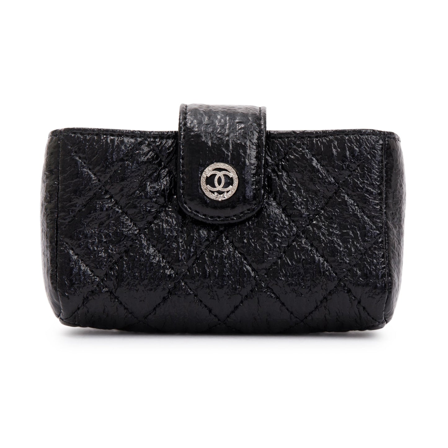 Chanel Quilted Crinkled Phone Holder Leather Travel Bag
