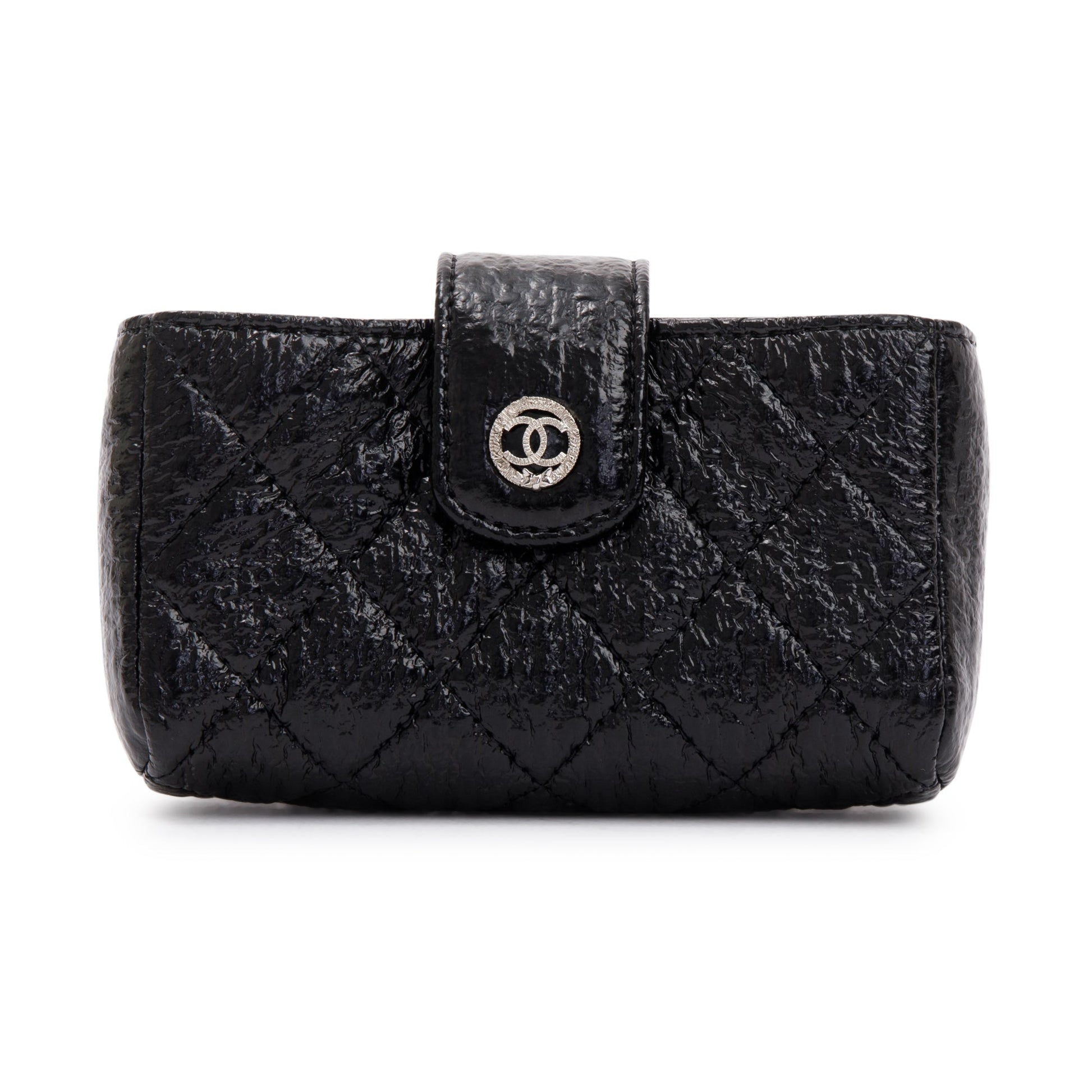 Chanel Quilted Crinkled Phone Holder Leather Travel Bag
