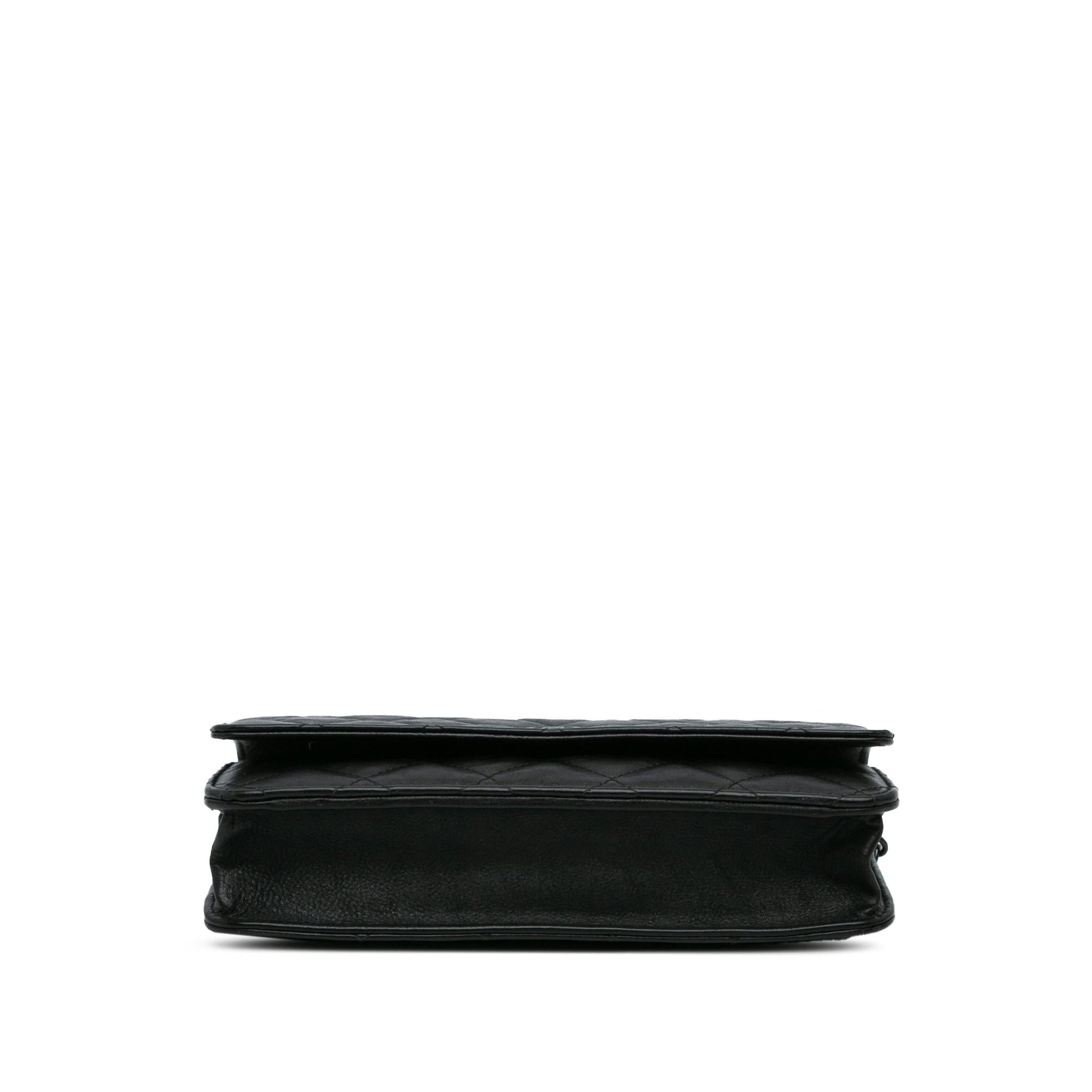 Chanel Quilted Crumpled Calfskin So Black Wallet on Chain 225877 Front 0 Parent