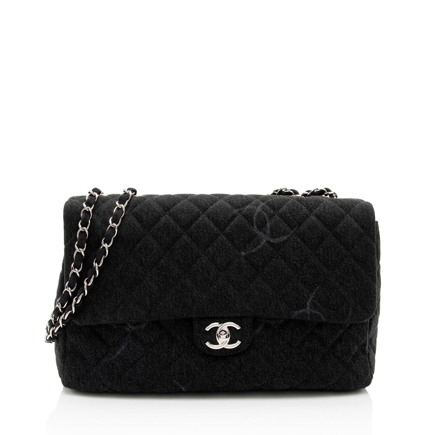 Chanel Quilted Denim CC Jumbo Single Flap Shoulder Bag