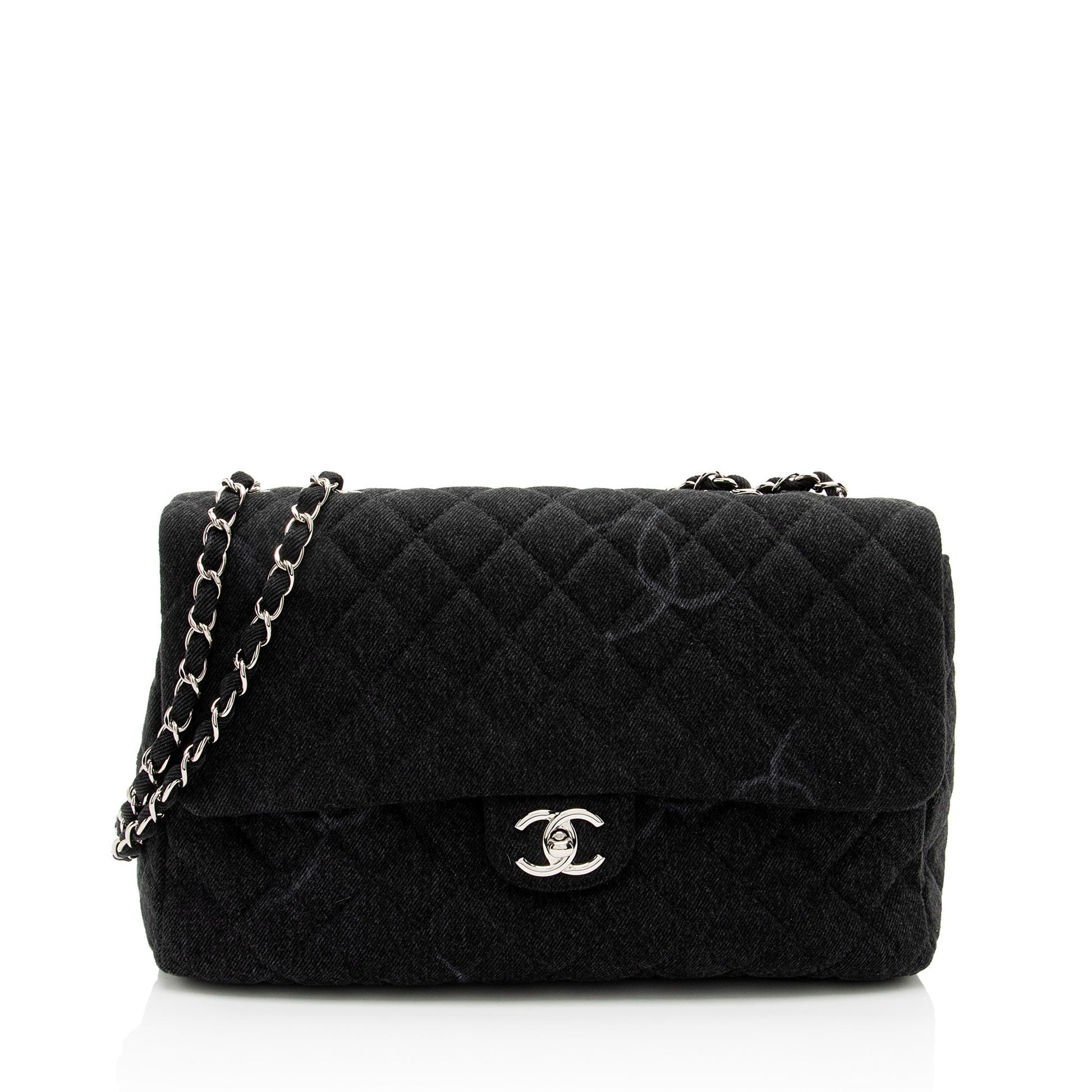Chanel Quilted Denim CC Jumbo Single Flap Shoulder Bag