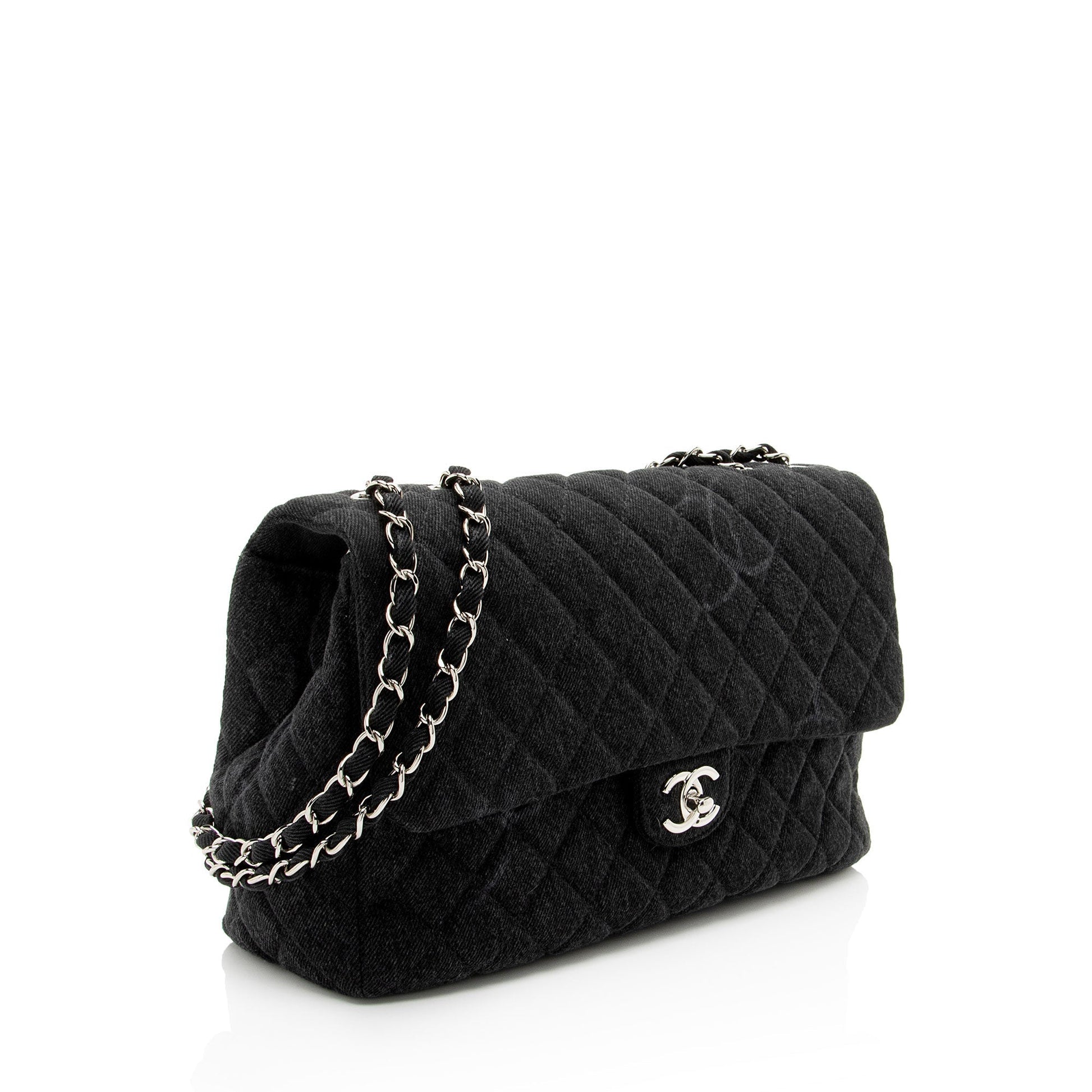 Chanel Quilted Denim CC Jumbo Single Flap Shoulder Bag