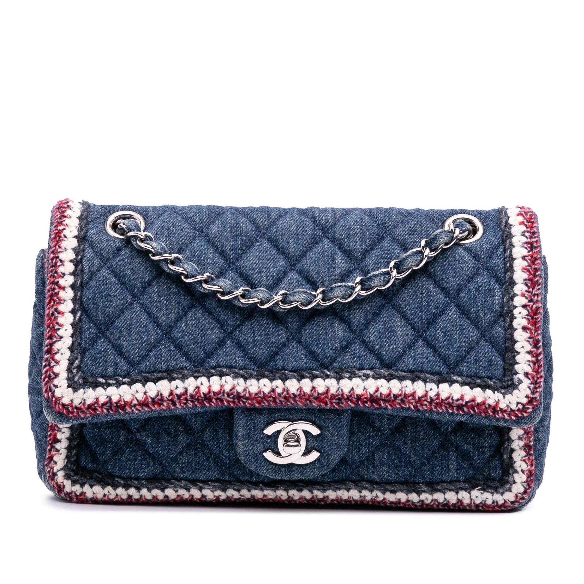 Chanel Quilted Denim Classic Single Flap Handbag
