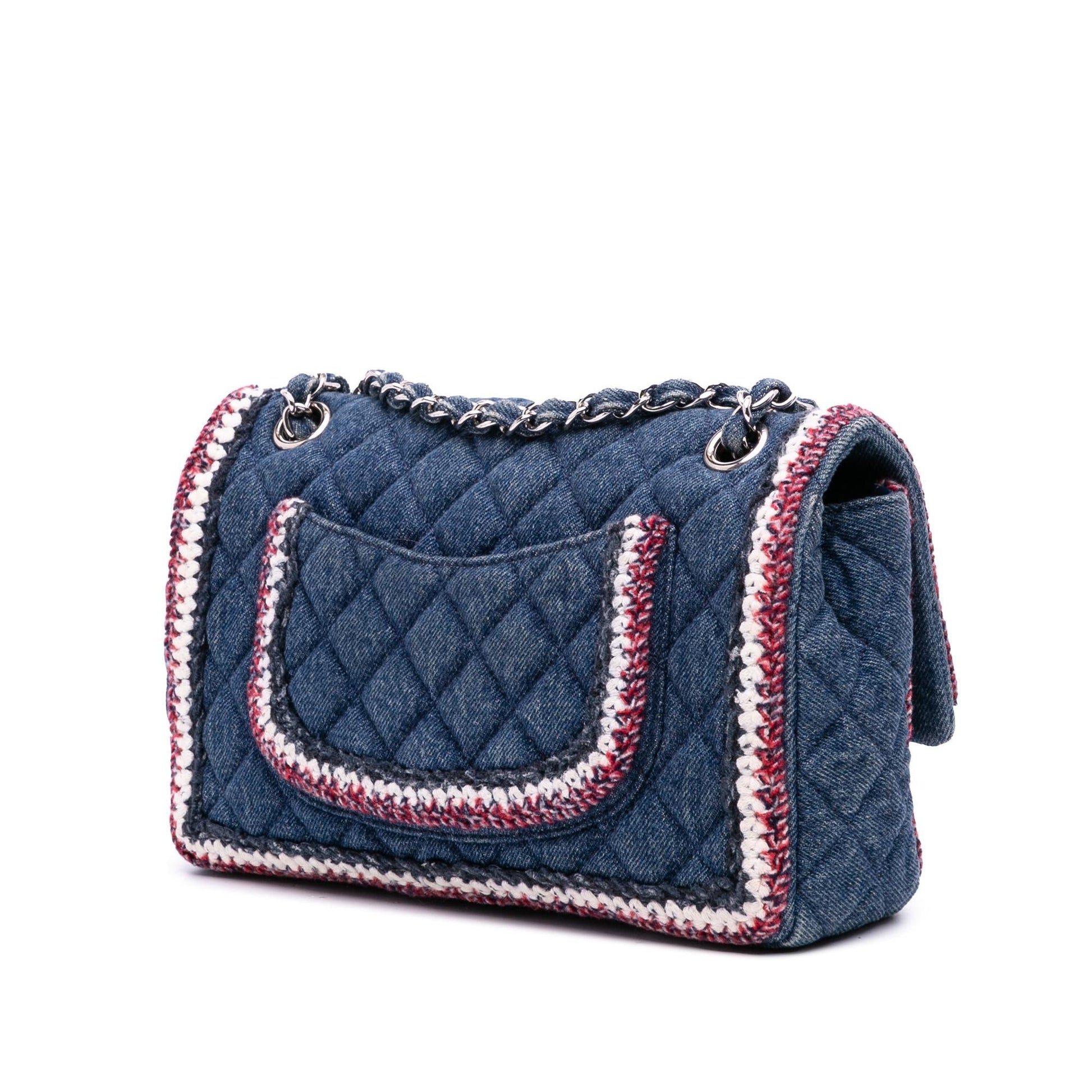 Chanel Quilted Denim Classic Single Flap Handbag