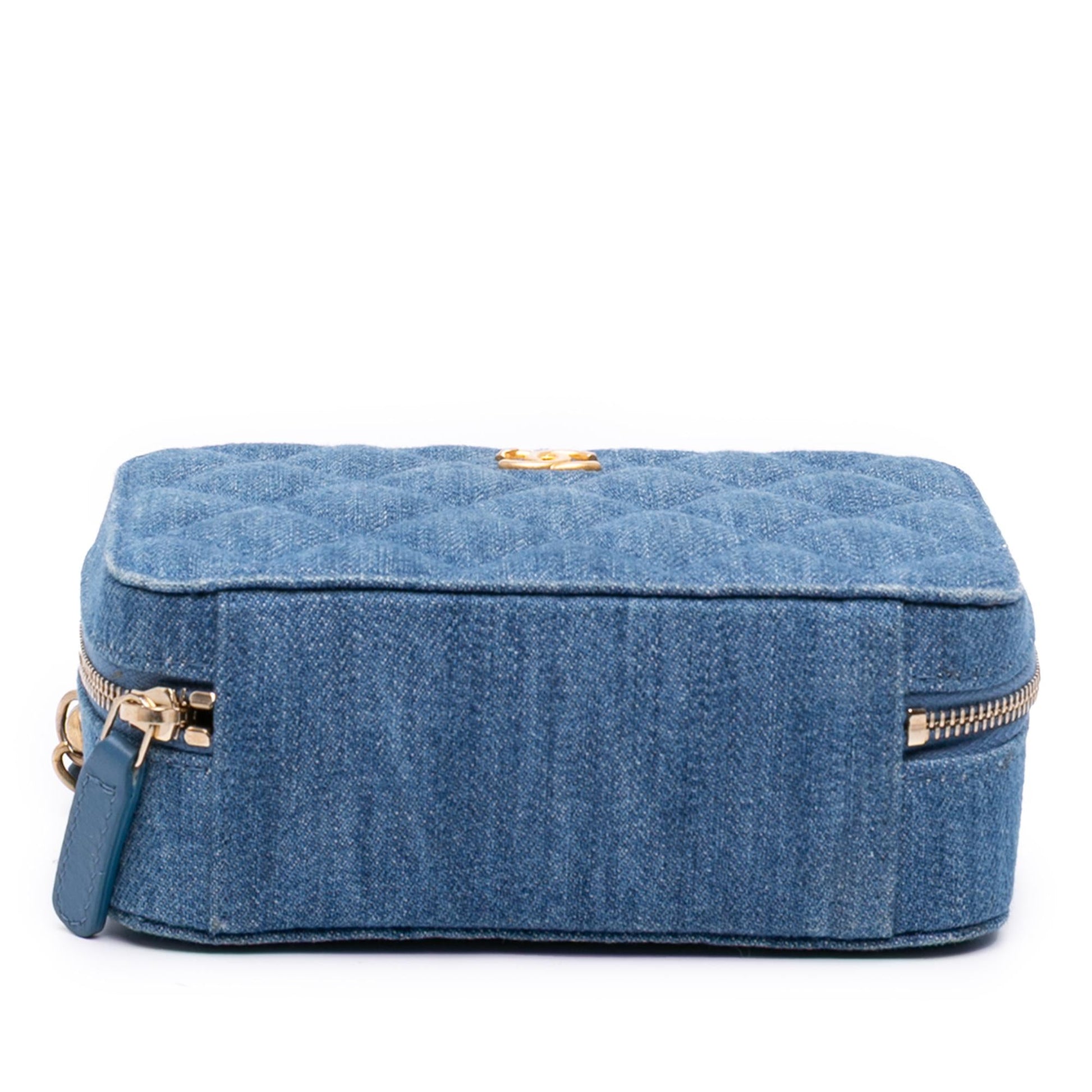 Chanel Quilted Denim Pearl Crush Camera Crossbody Bag