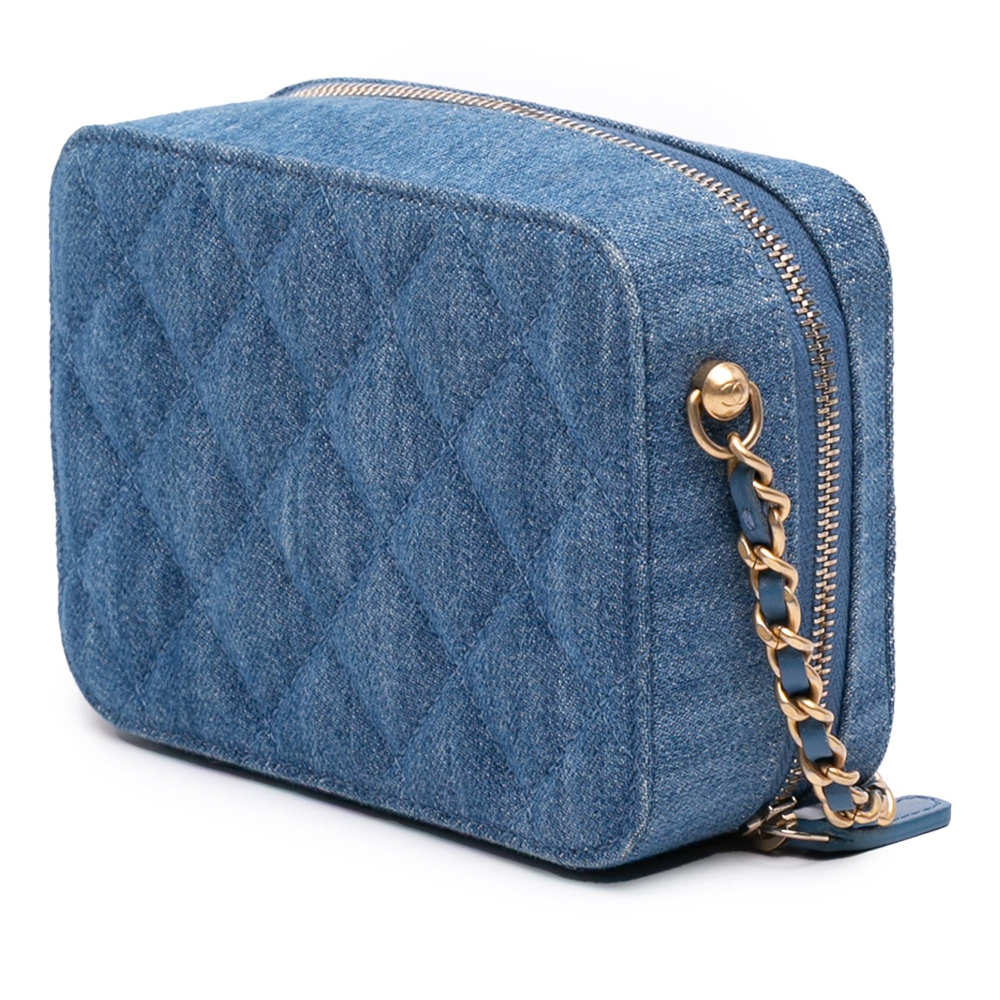 Chanel Quilted Denim Pearl Crush Camera Crossbody Bag