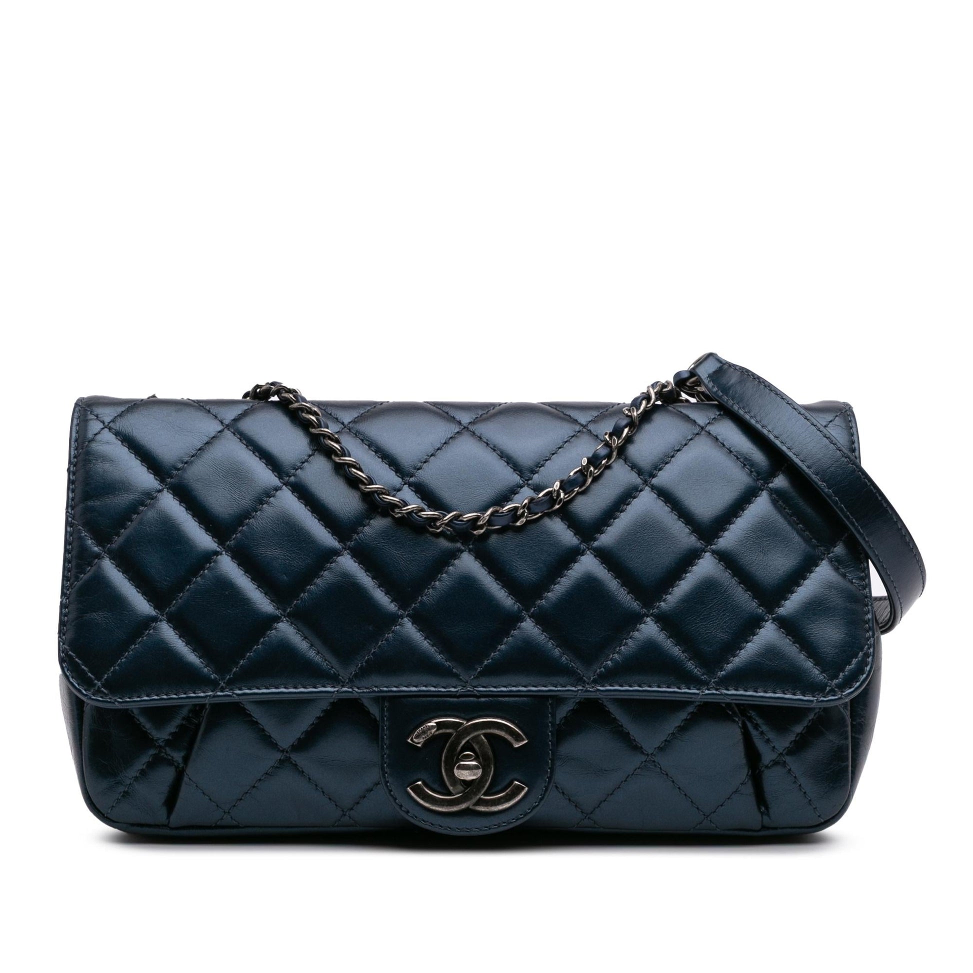 Chanel Quilted Glazed Calfskin Coco Pleats Flap Handbag Flap 2