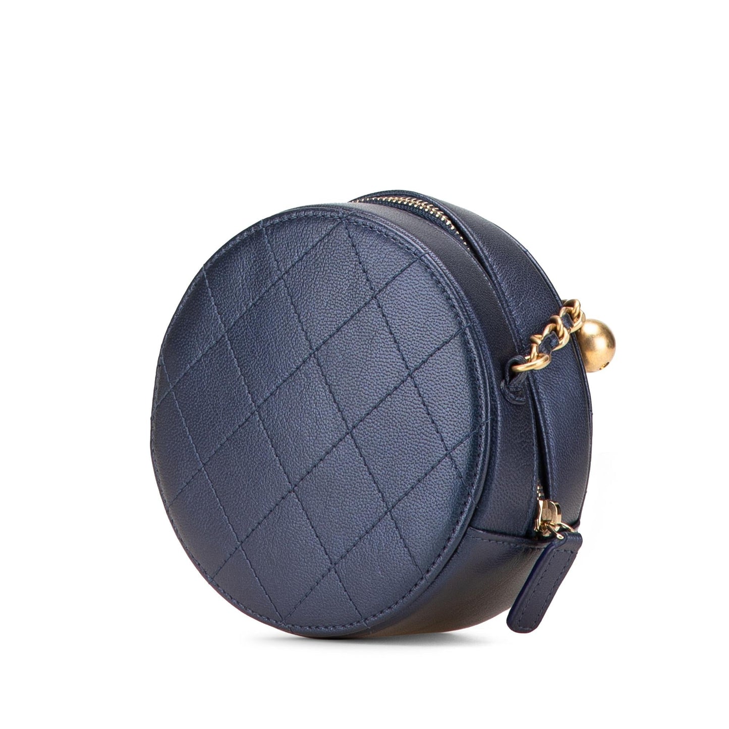 Chanel Quilted Goatskin Chic Pearls Round Clutch Bag
