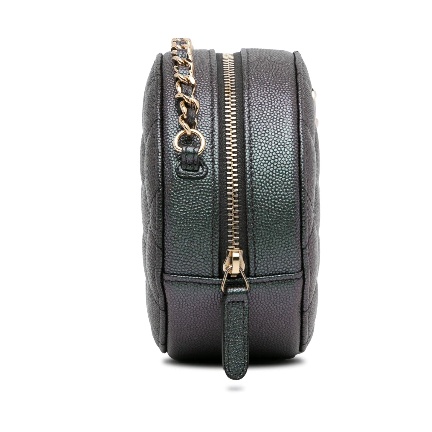 Chanel Quilted Iridescent Caviar Round SHG-5vHUZc Clutch Bag