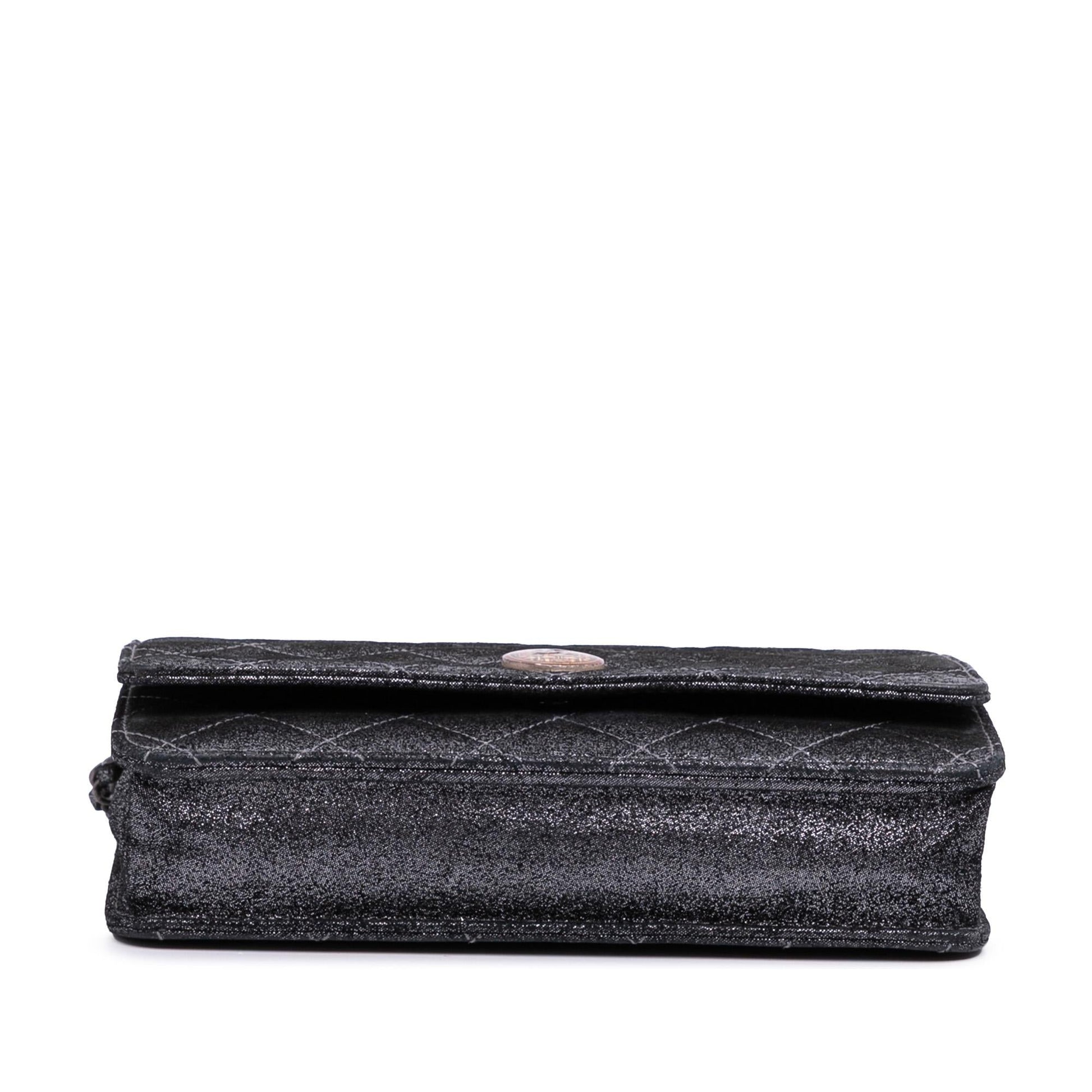 Chanel Quilted Iridescent Lambskin Tartan Button On Wallet Case