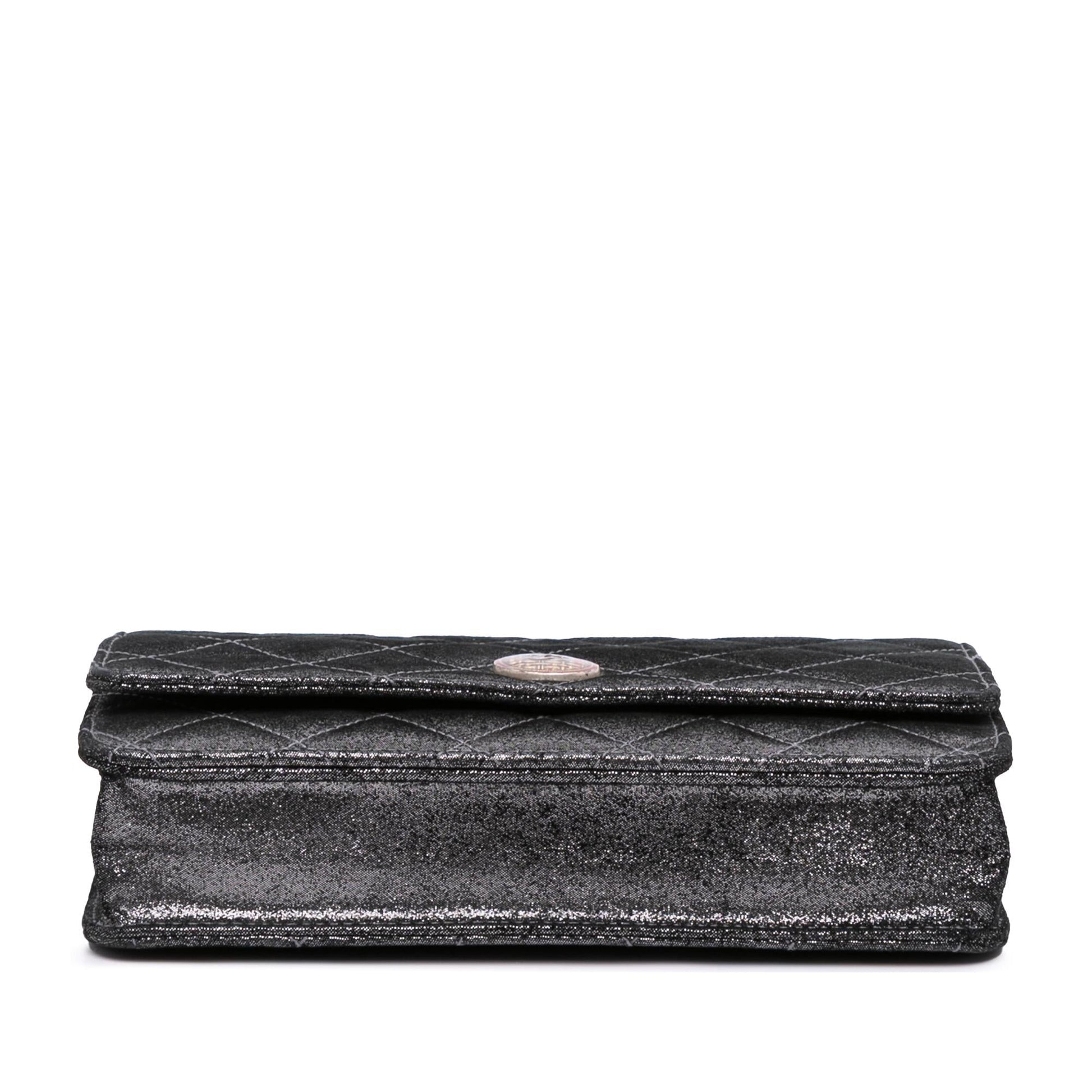 Chanel Quilted Iridescent Lambskin Tartan Button On Wallet Case Chain 2