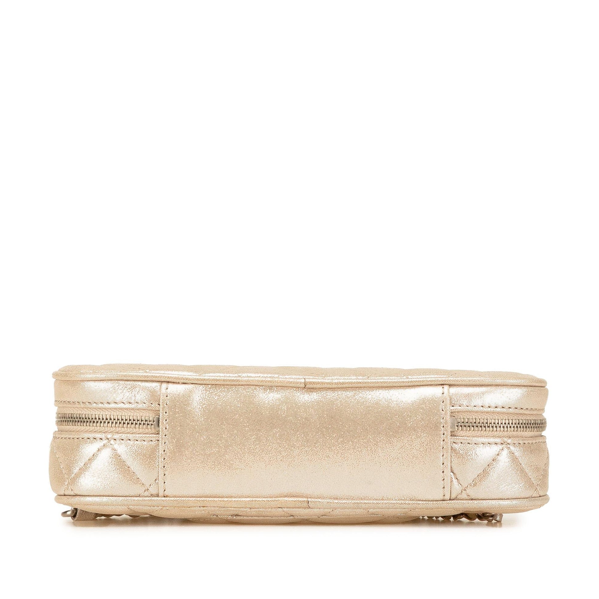 Chanel Quilted Iridescent Lambskin Wristlet Clutch Bag