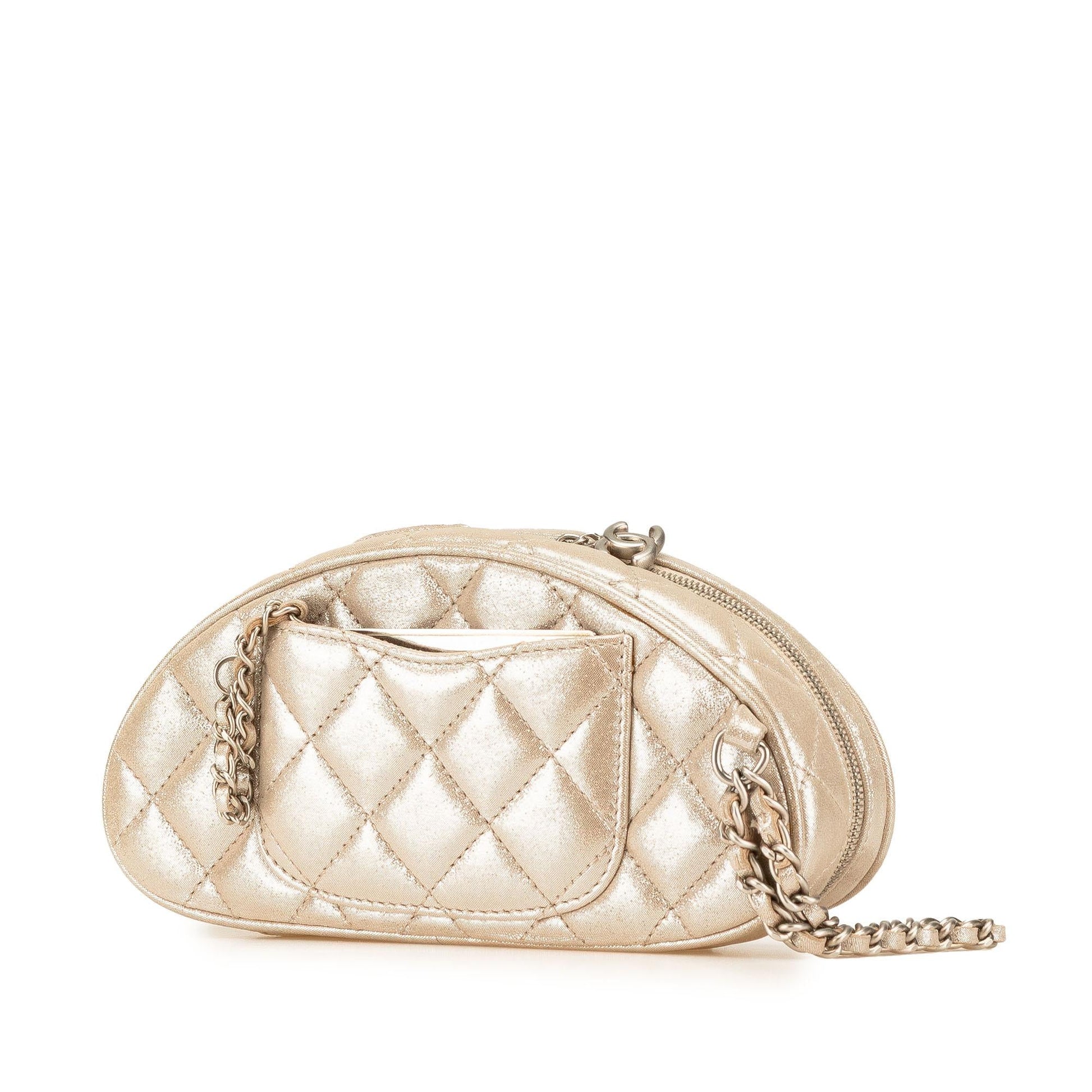 Chanel Quilted Iridescent Lambskin Wristlet Clutch Bag