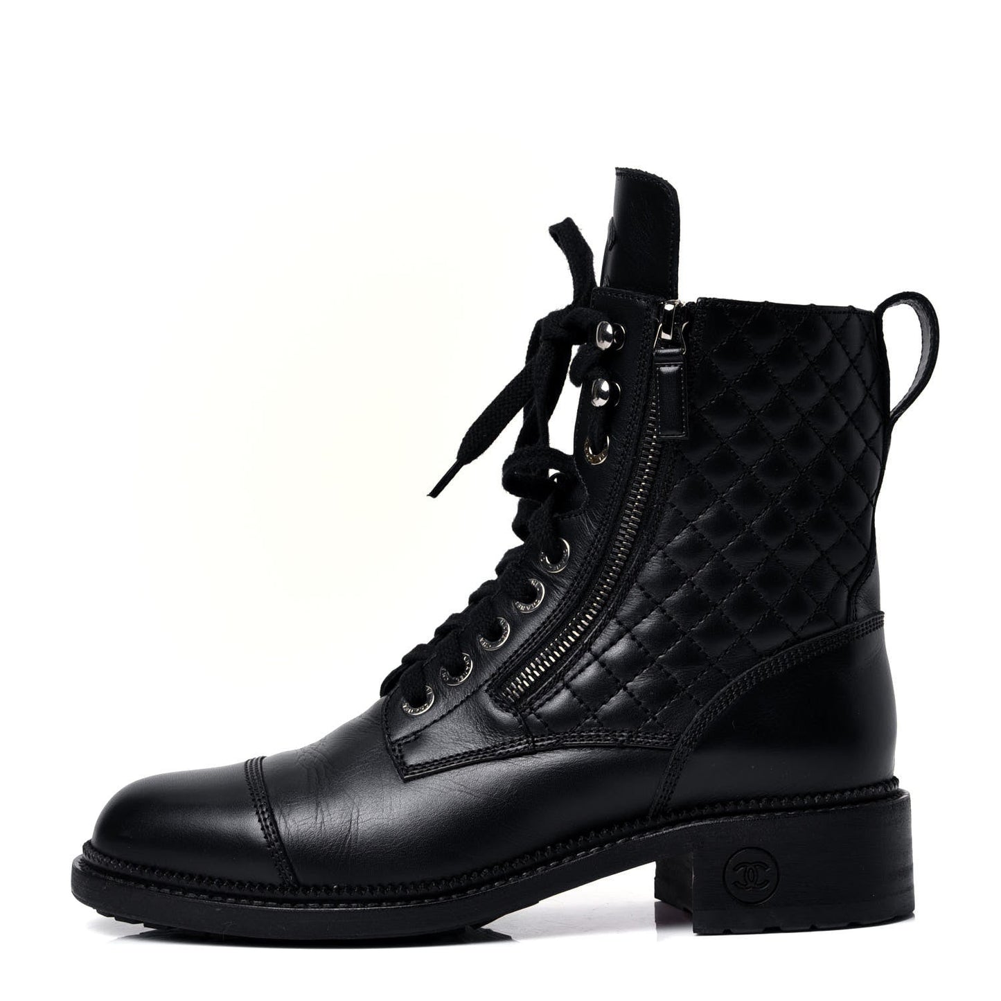 Chanel Quilted Lace Up Combat Boots for Women