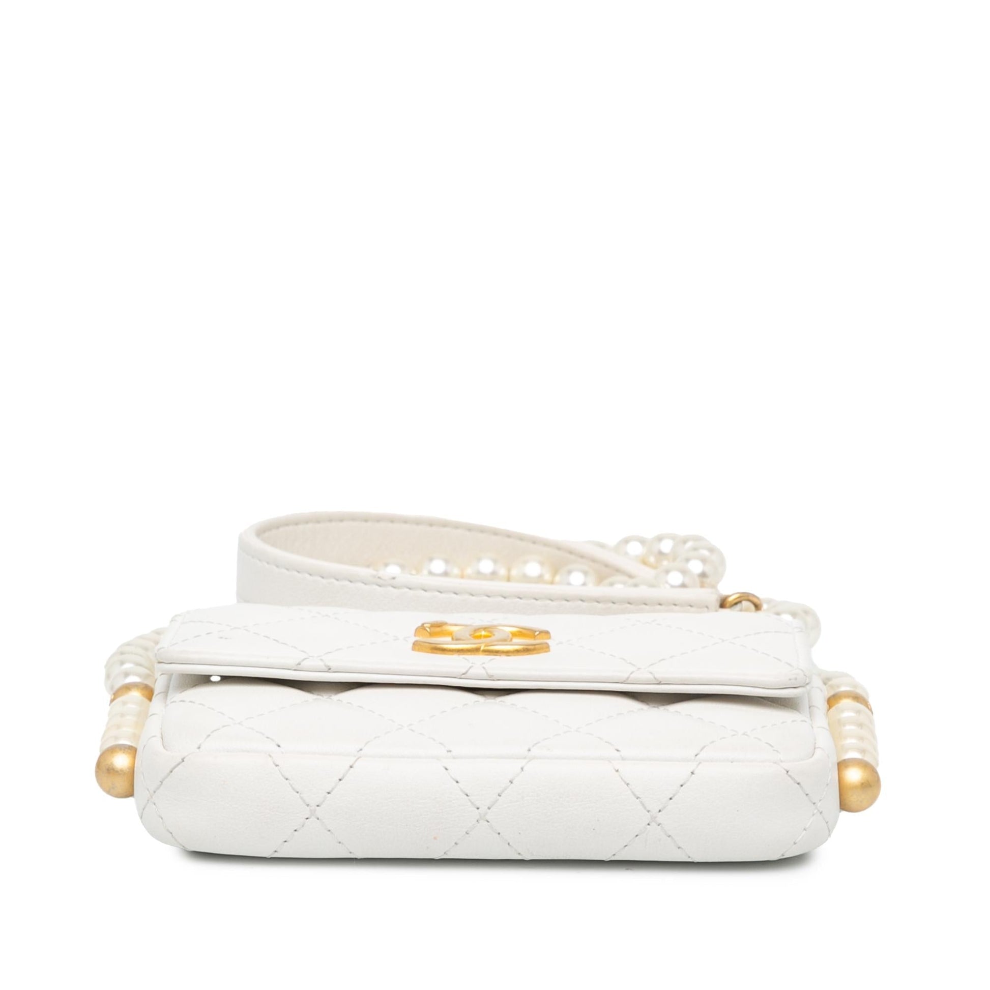 Chanel Quilted Lambskin About Pearls Card Holder Wallet Case