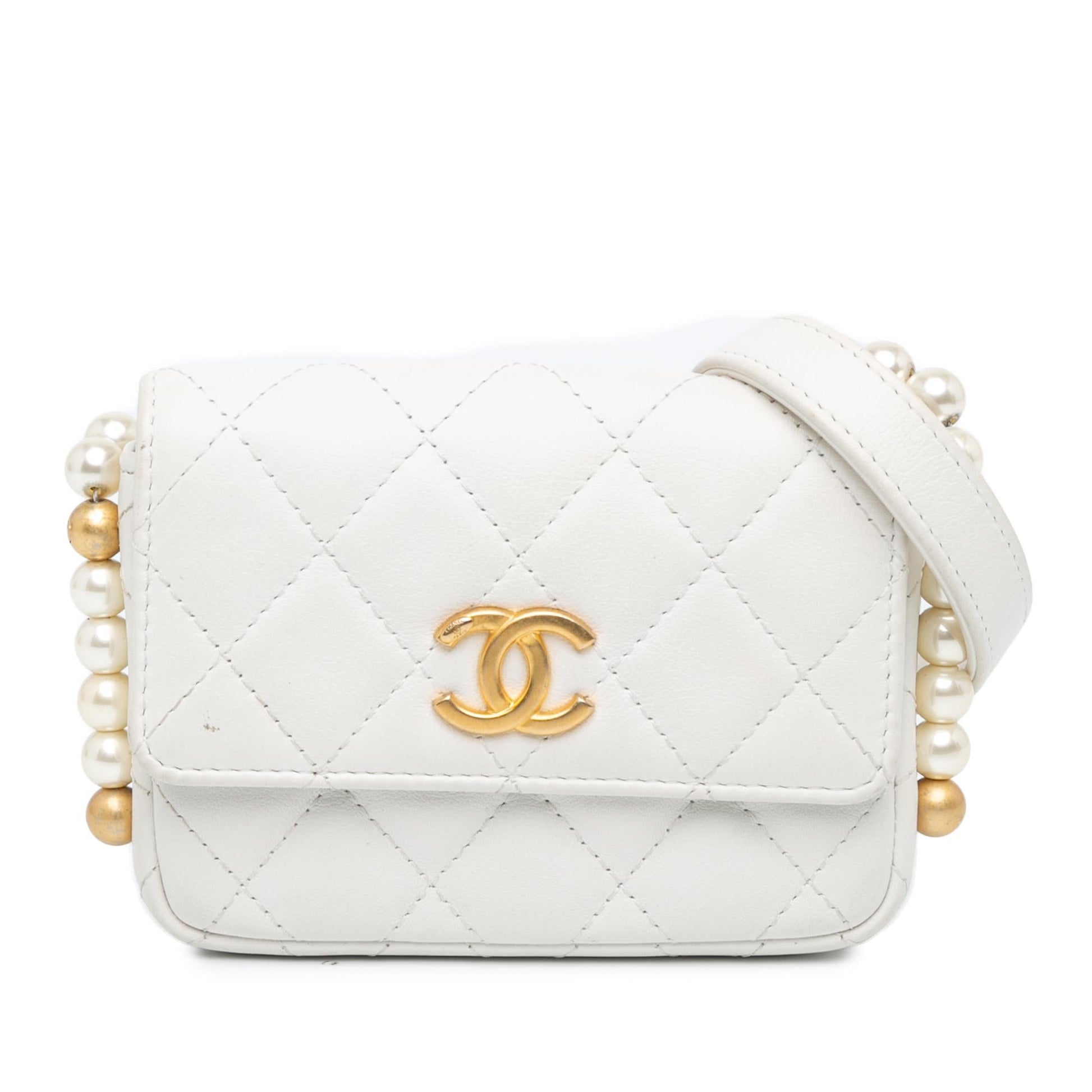 Chanel Quilted Lambskin About Pearls Card Holder Wallet Case