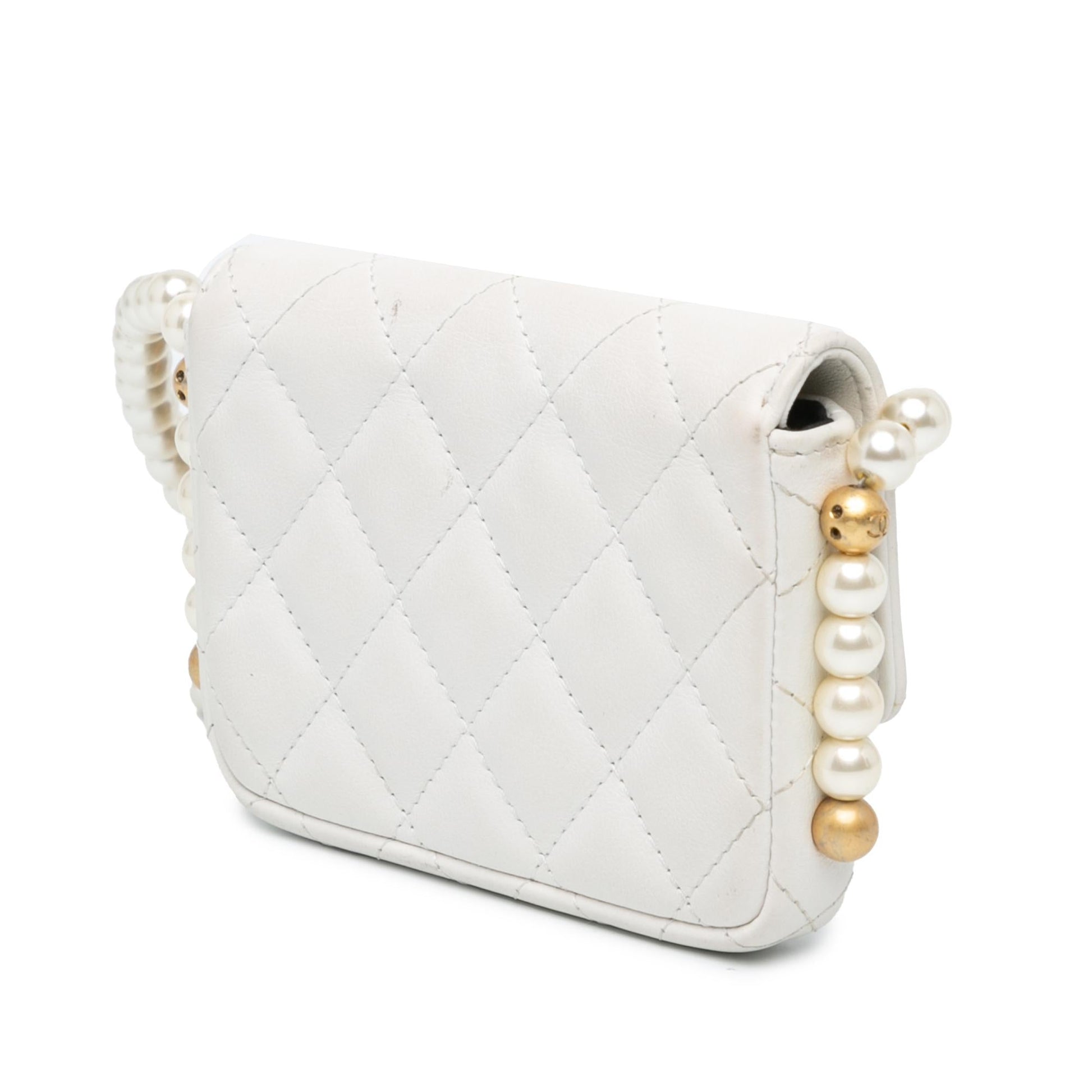 Chanel Quilted Lambskin About Pearls Card Holder Wallet Case