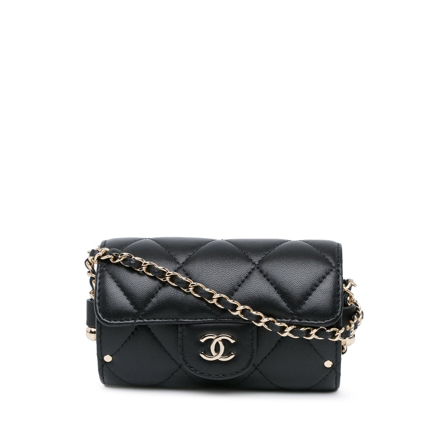 Chanel Quilted Lambskin Box Secrets Card Holder Wallet Case