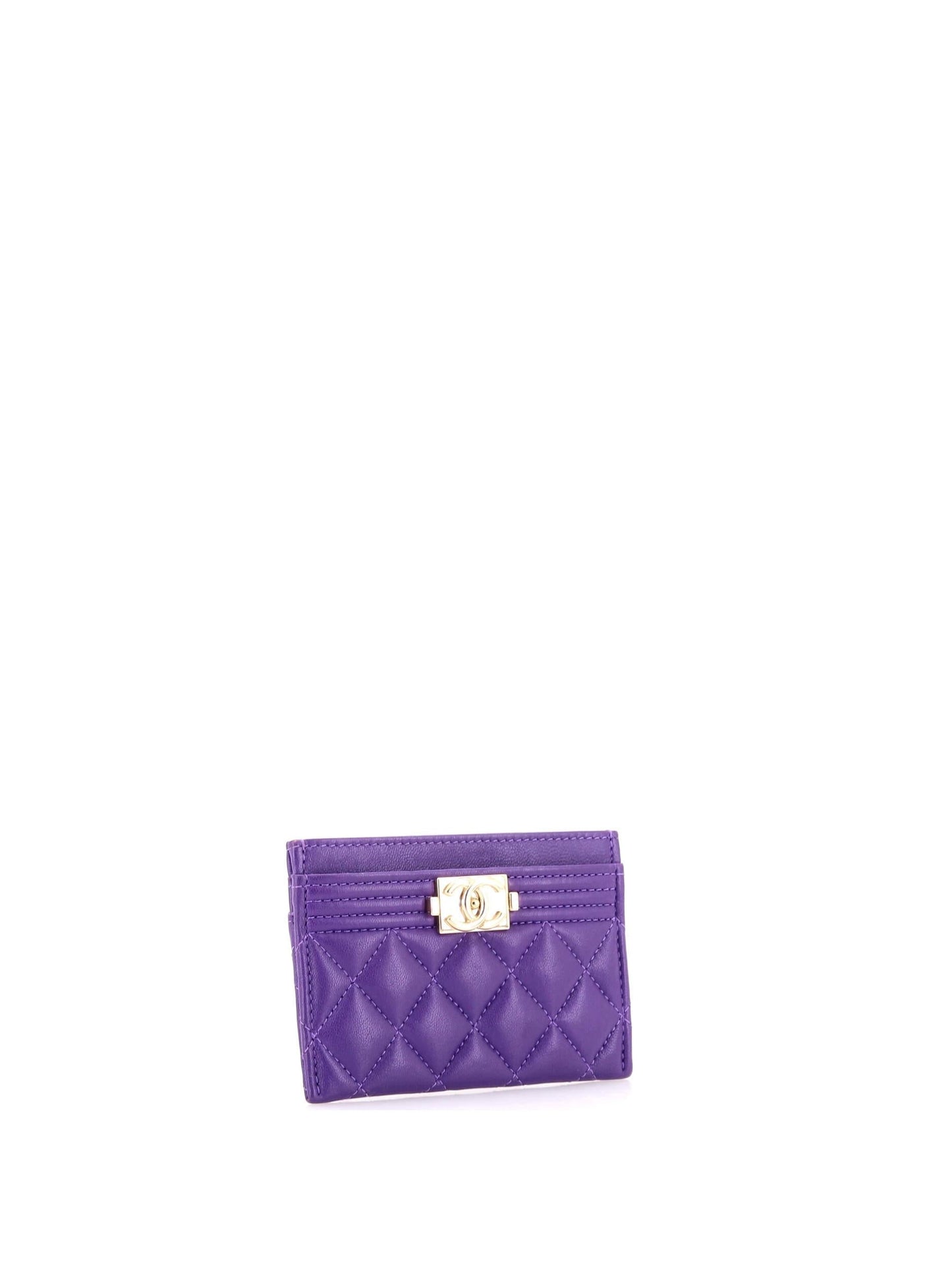 Chanel Quilted Lambskin Boy Card Case Handbag
