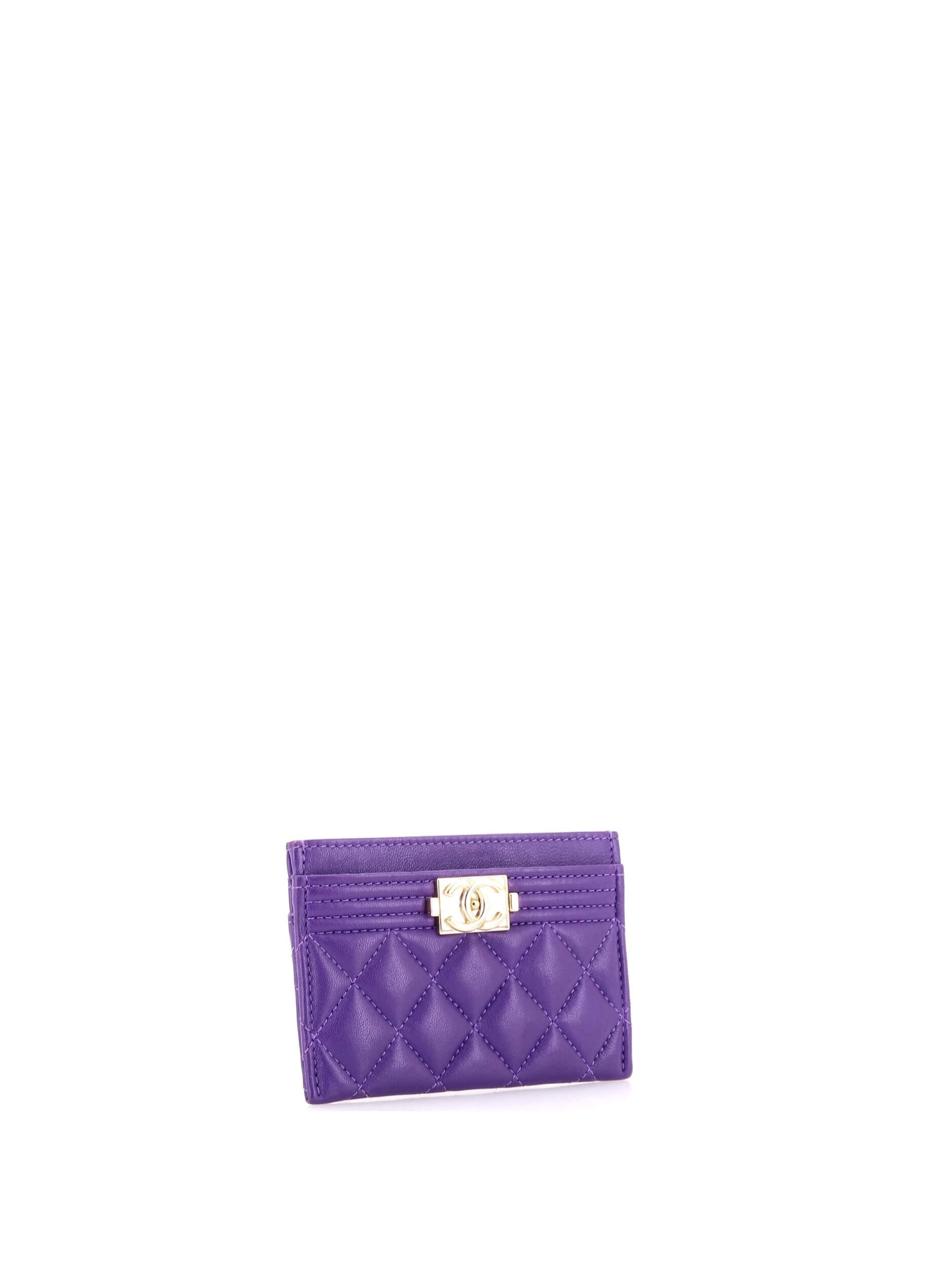 Chanel Quilted Lambskin Boy Card Case Handbag