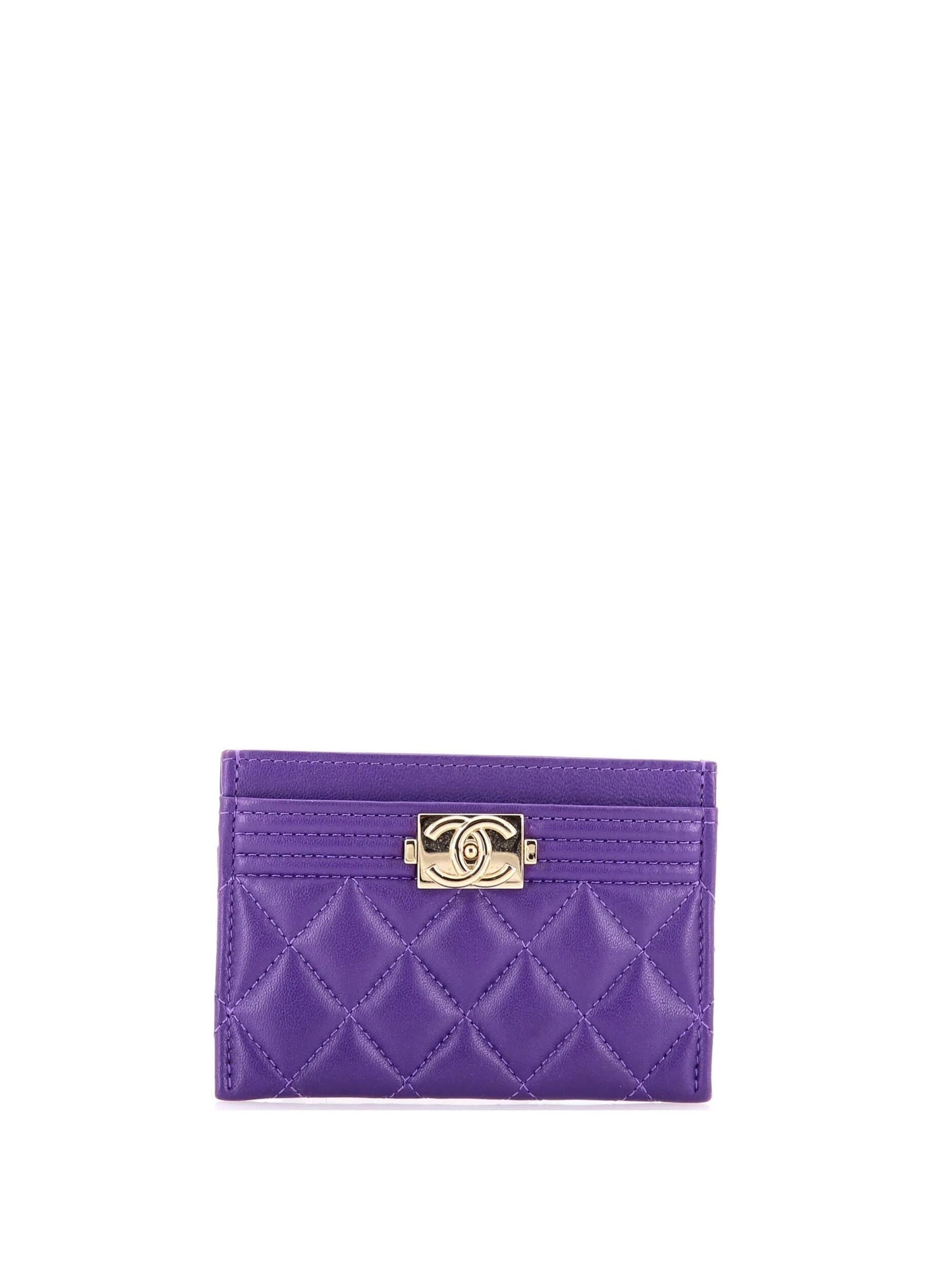 Chanel Quilted Lambskin Boy Card Case Handbag