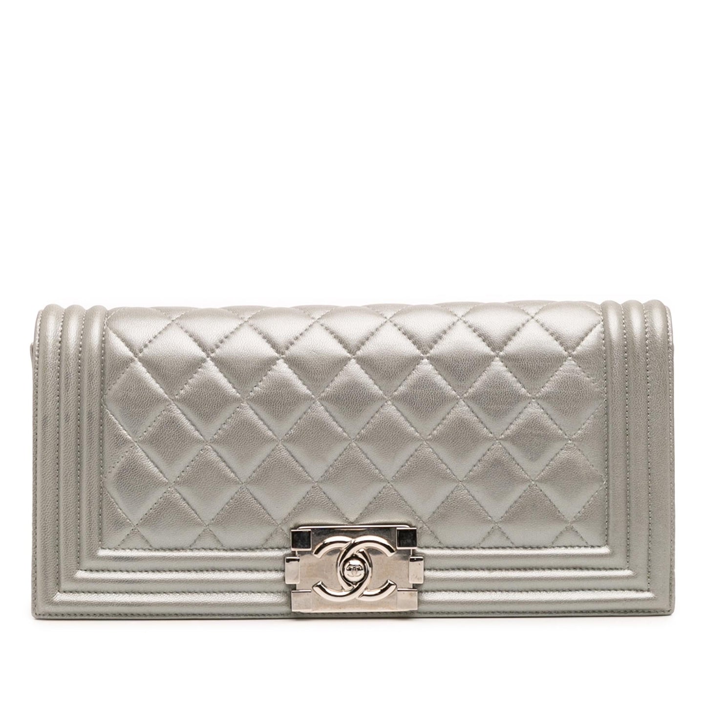 Chanel Quilted Lambskin Boy Flap Clutch Bag