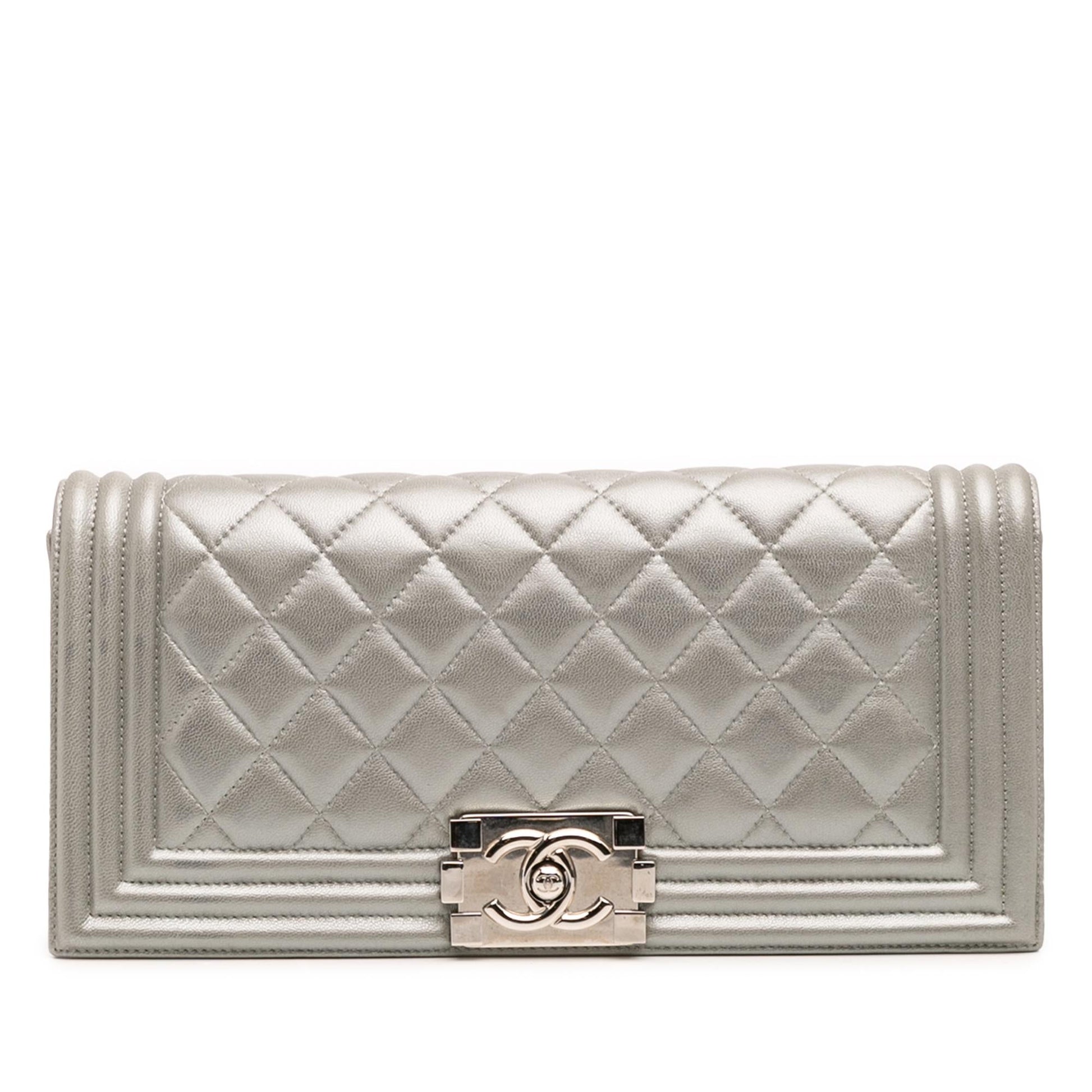 Chanel Quilted Lambskin Boy Flap Clutch Bag