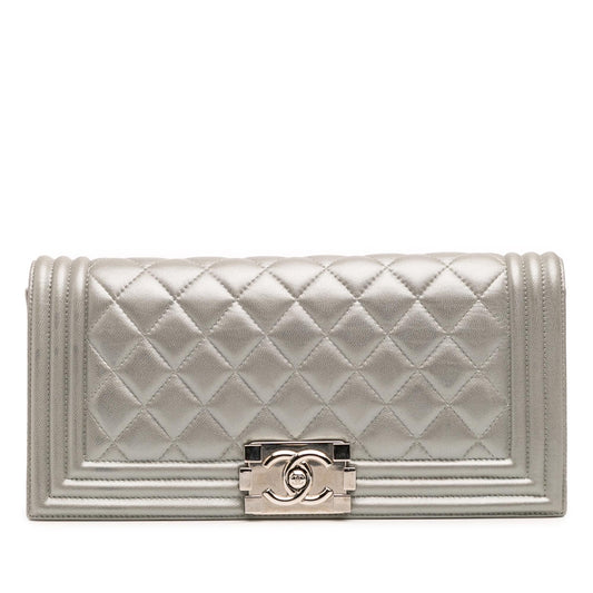 Chanel Quilted Lambskin Boy Flap Clutch Bag