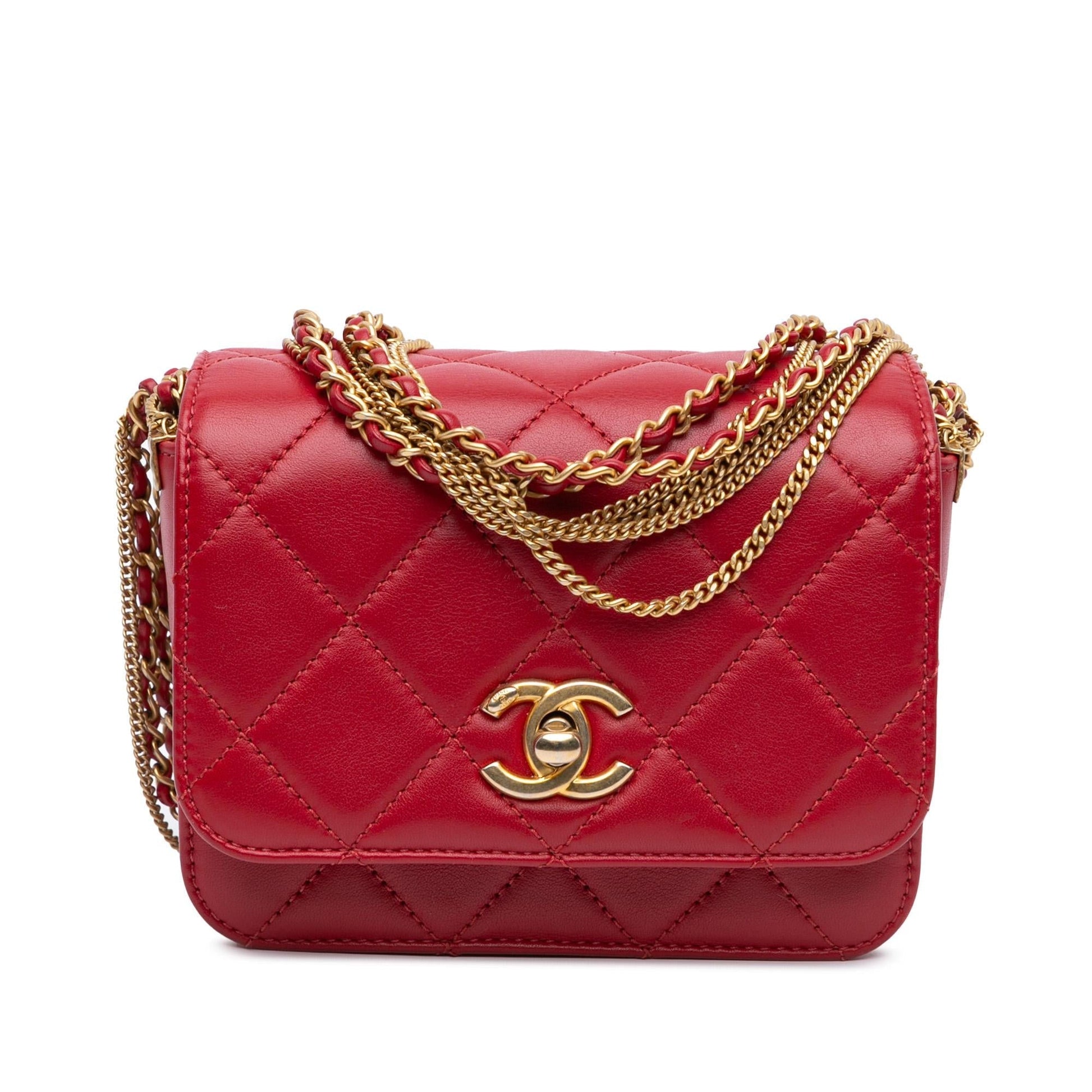 Chanel Quilted Lambskin Cambon Multiple Chains Flap Handbag