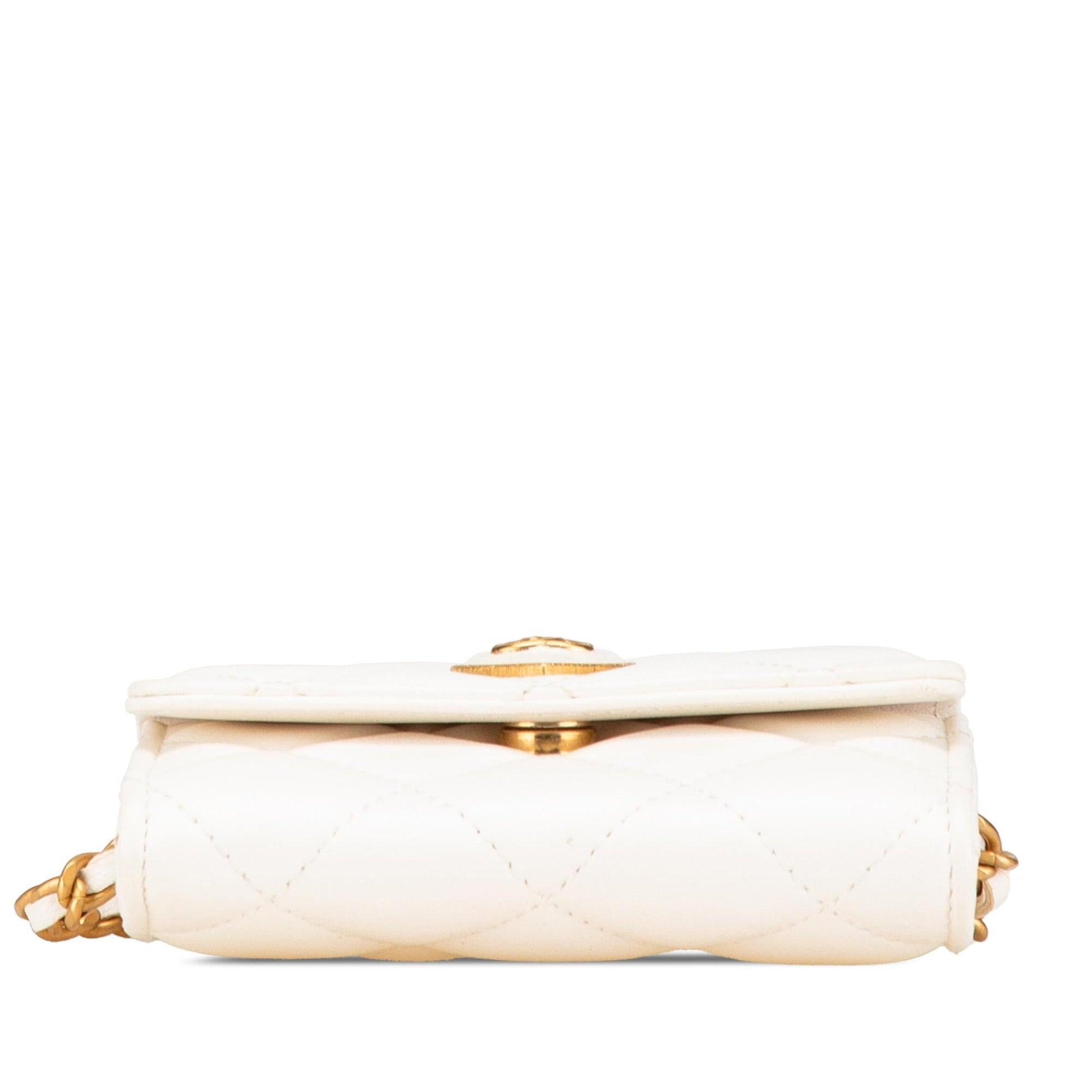 Chanel Quilted Lambskin Coco Love Card Holder on Chain Handbag