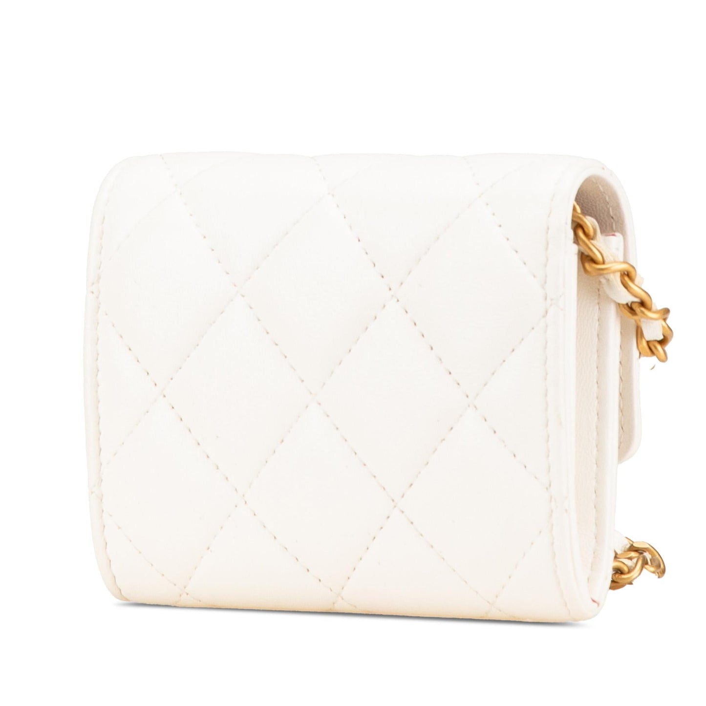 Chanel Quilted Lambskin Coco Love Card Holder on Chain Handbag