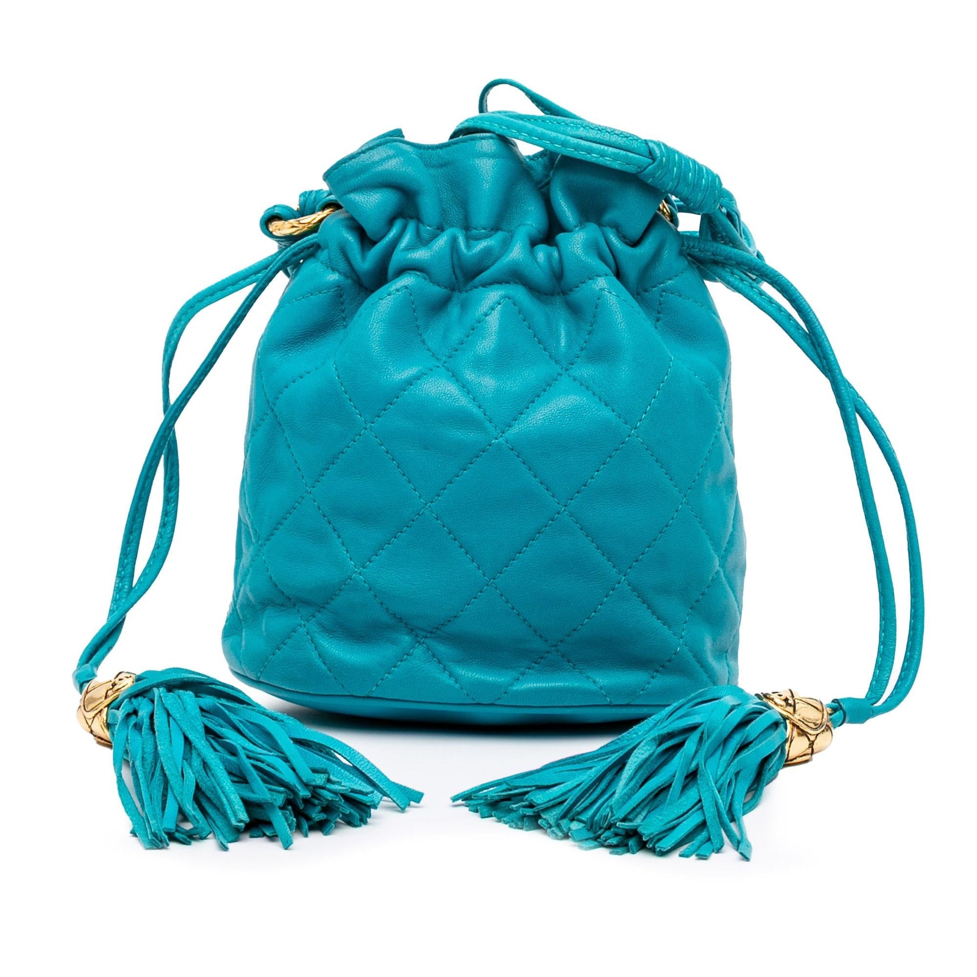 Chanel Quilted Lambskin Drawstring Tassel Bucket Jewelry Bag 1