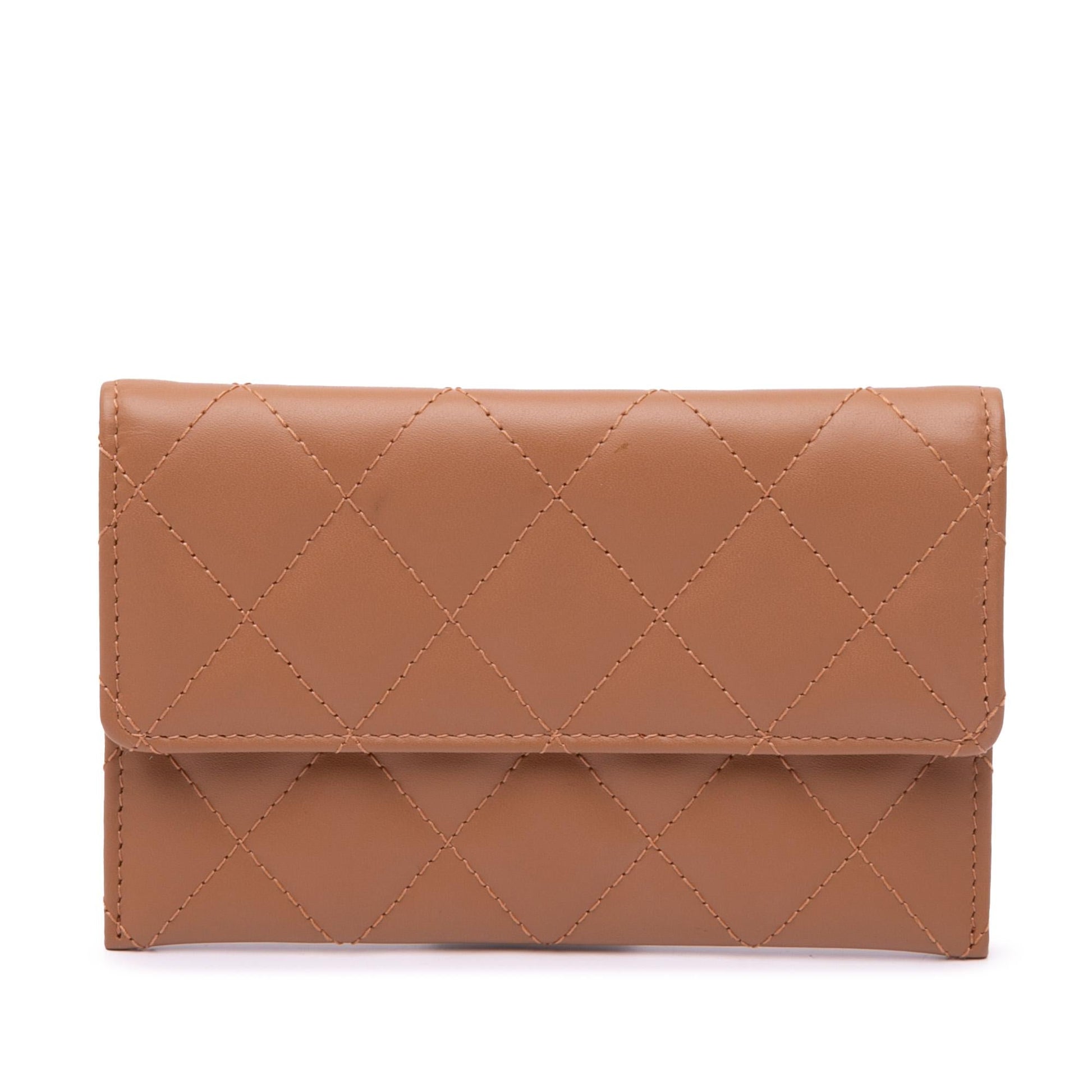 Chanel Quilted Lambskin Flap Card Holder Wallet Case