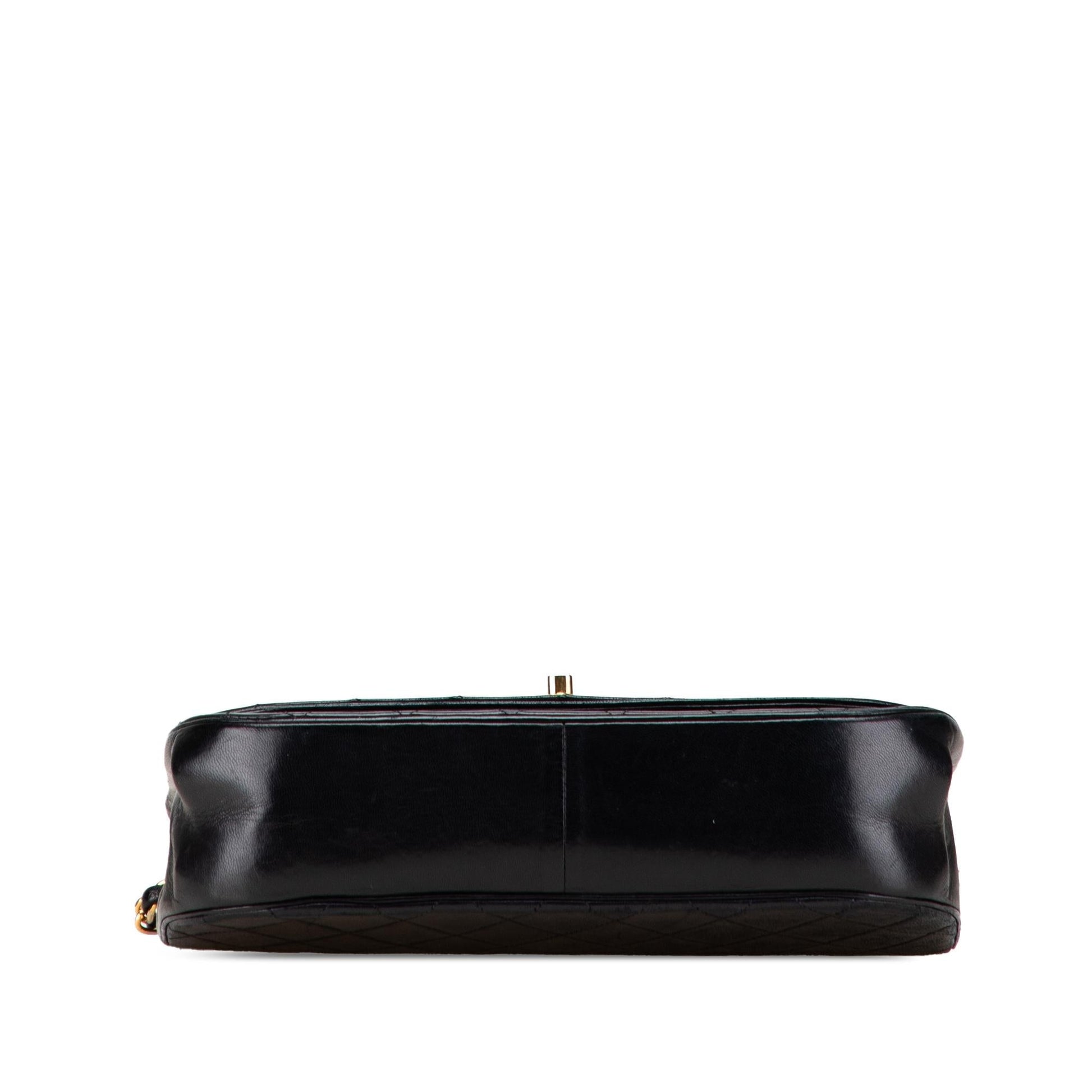 Chanel Quilted Lambskin Half Moon Double Flap Handbag