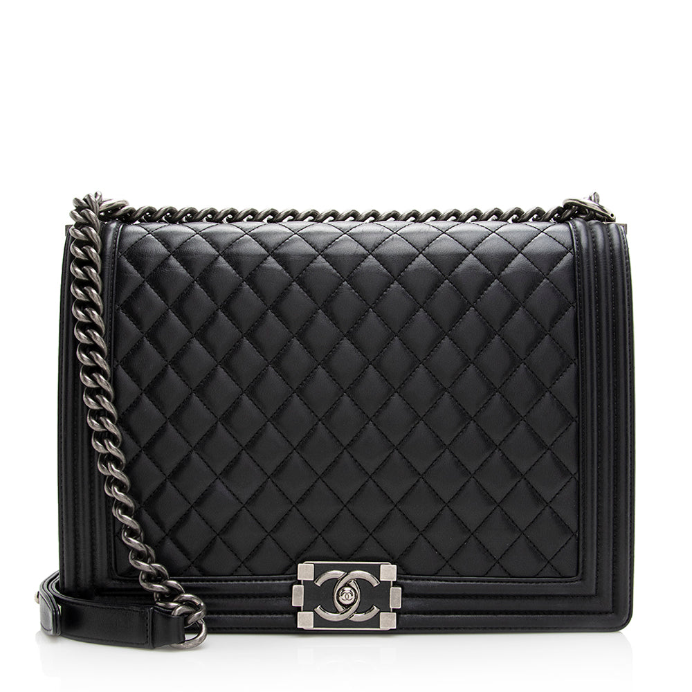 Chanel Quilted Lambskin Boy SHF Handbag