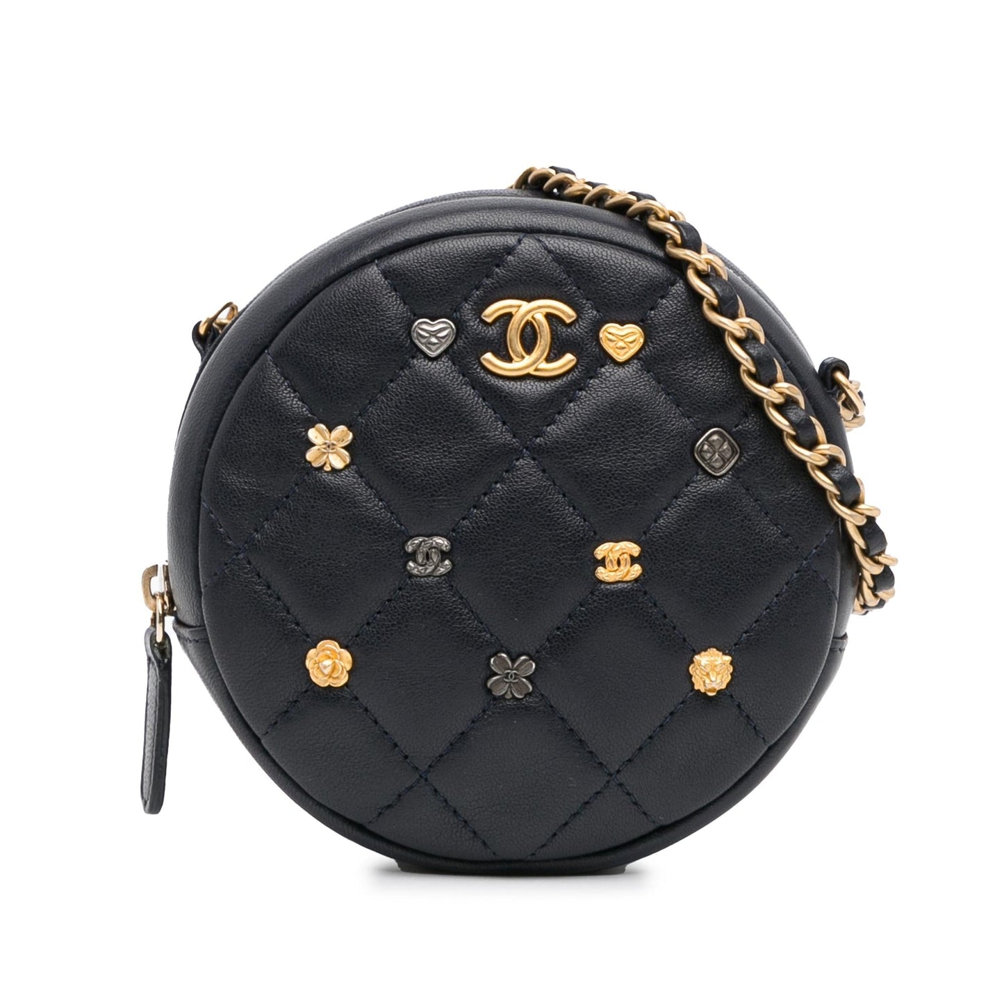 Chanel Quilted Lambskin Lucky Charms Round SHG-OY6cPQ Key Chain