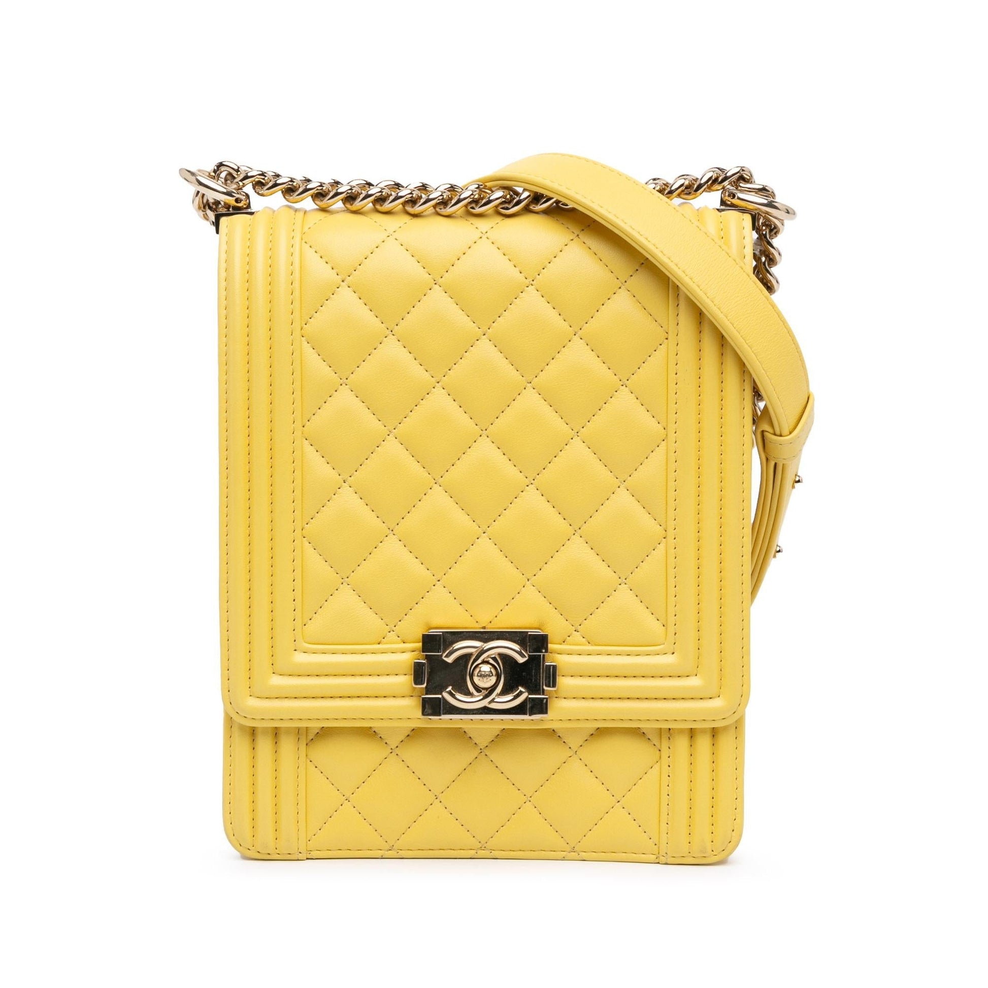Chanel Quilted Lambskin North South Boy Flap Handbag Boy Flap