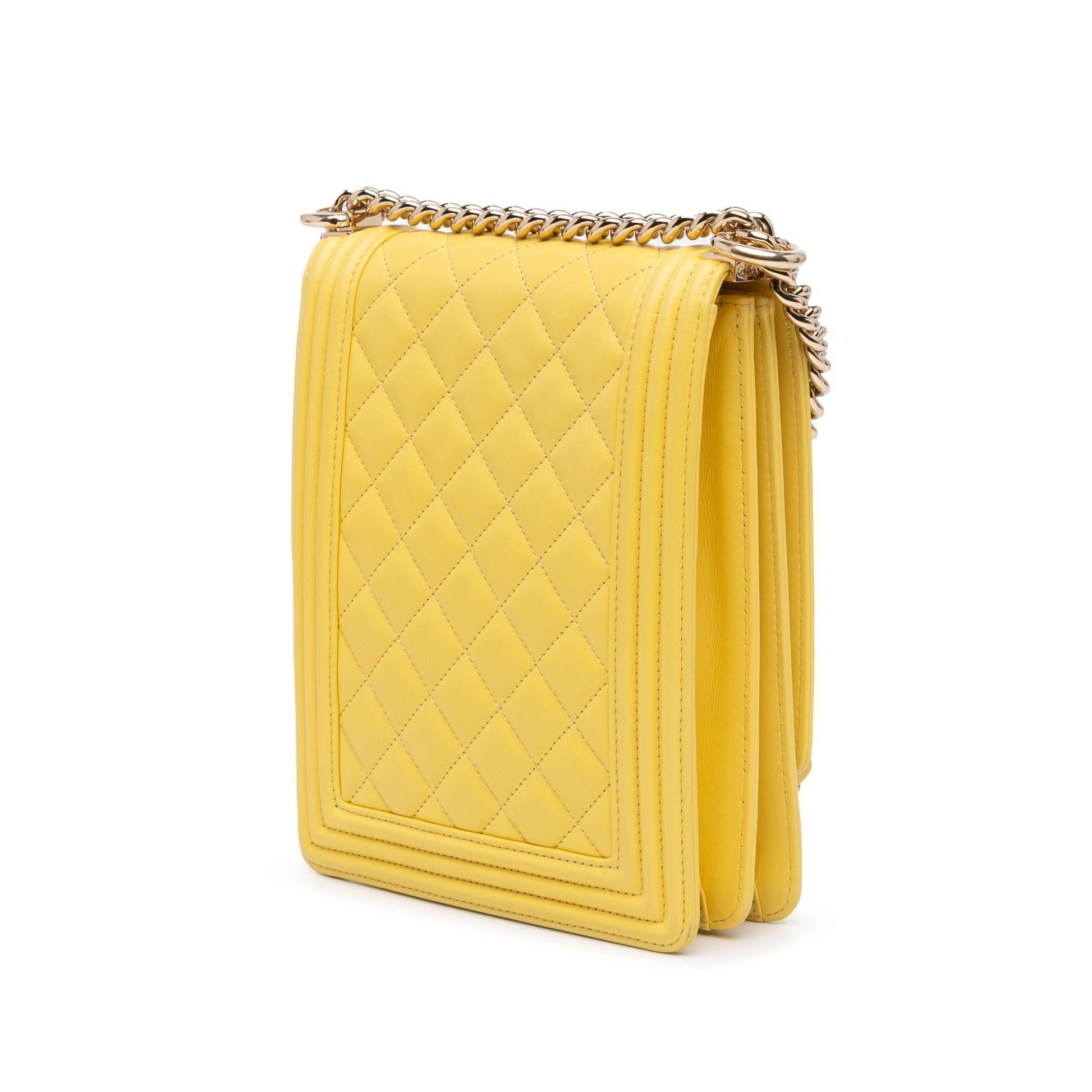 Chanel Quilted Lambskin North South Boy Flap Handbag Boy Flap
