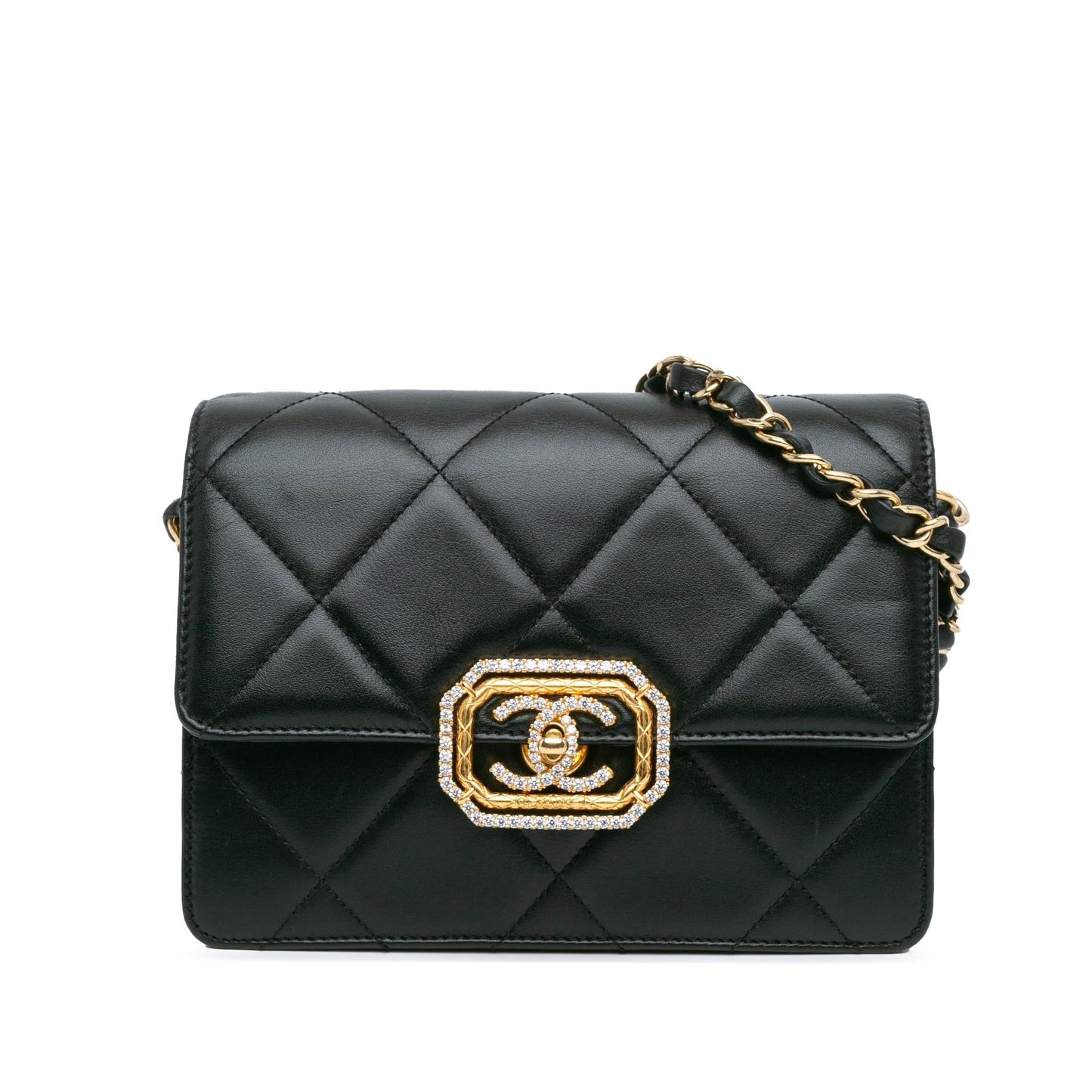 Chanel Quilted Lambskin Octagonal Buckle Crossbody Bag Buckle Crossbody