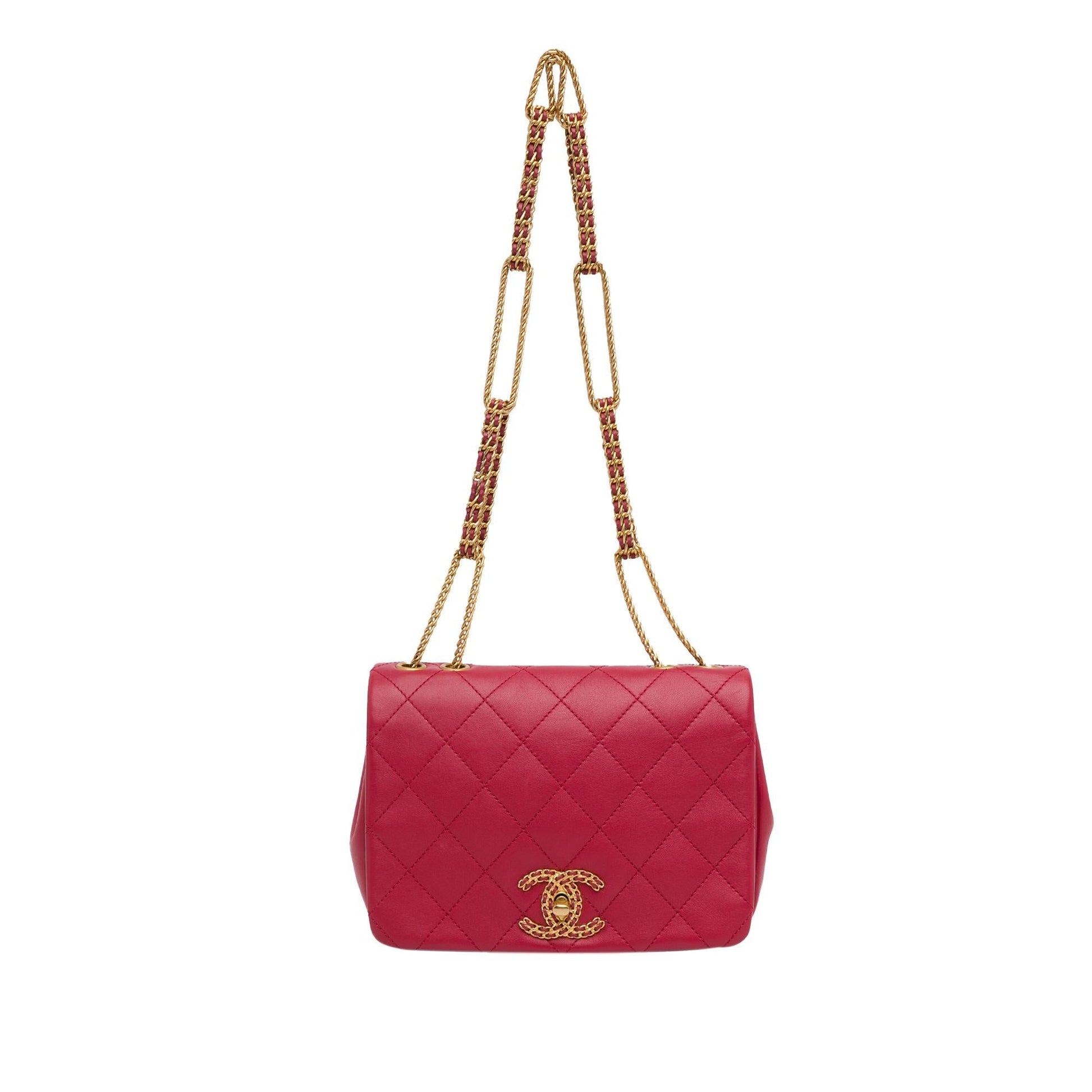 Chanel Quilted Lambskin On Flap Handbag