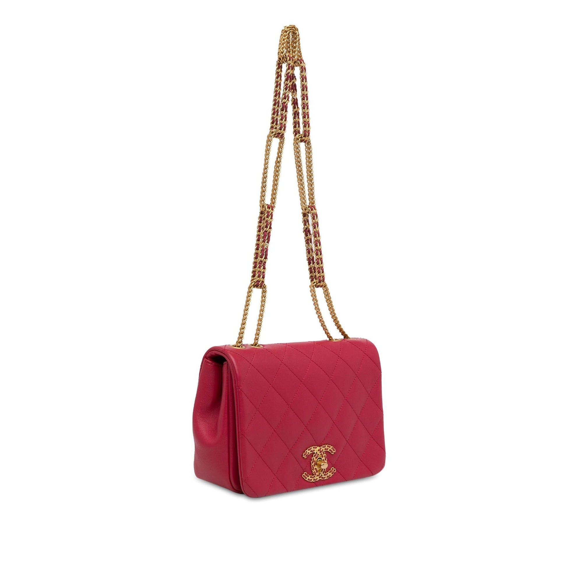 Chanel Quilted Lambskin On Flap Handbag