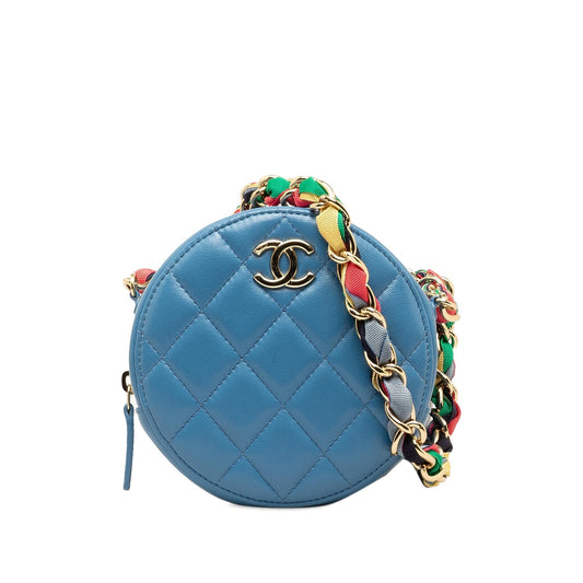 Chanel Quilted Lambskin Ribbon Round SHG-fknQGN Clutch Bag